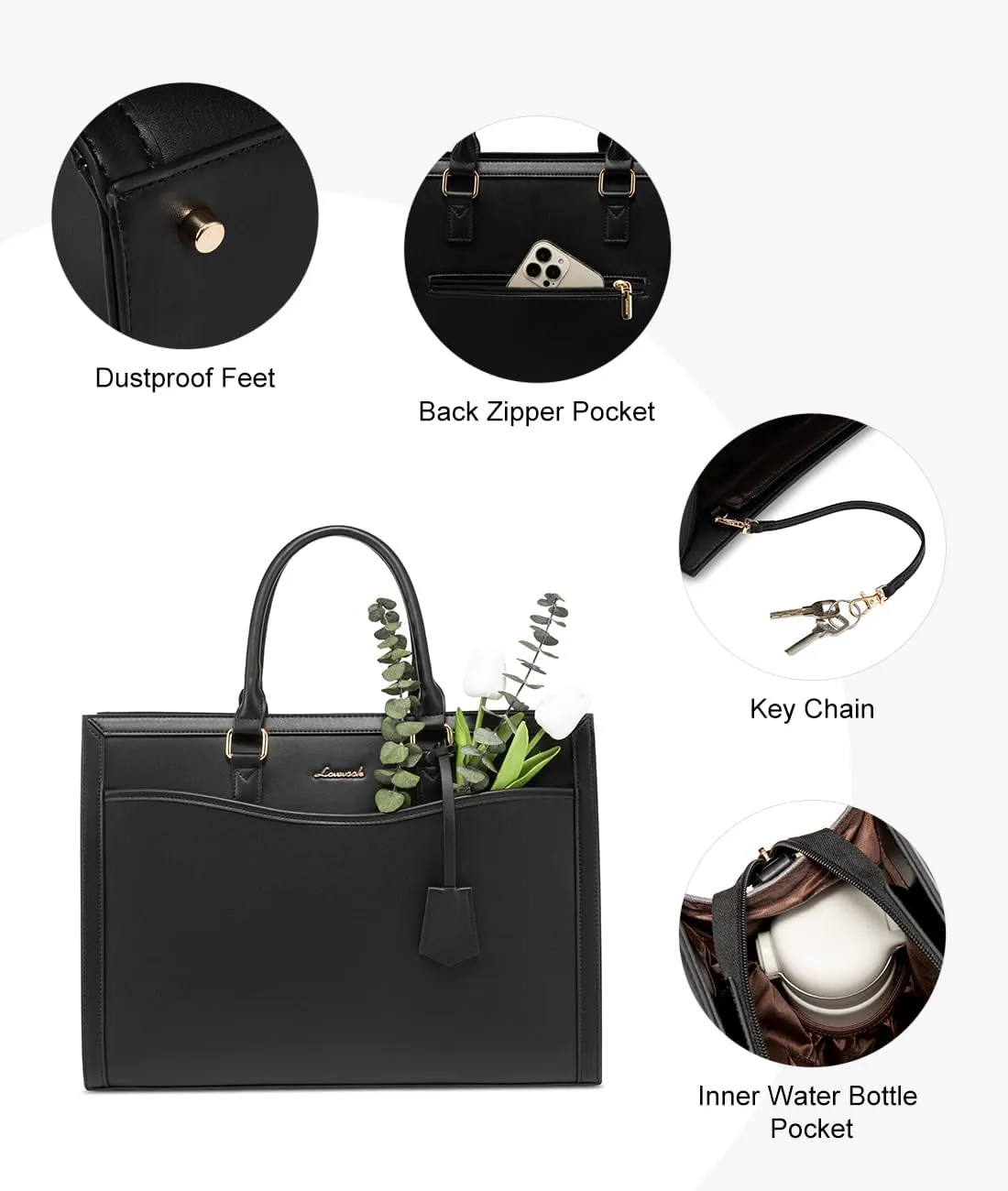 LOVEVOOK Laptop Tote Bag for Women, Office Work Bag Briefcase fit for 15.6 inch Laptop, Large Capacity Teacher Bag Handbag