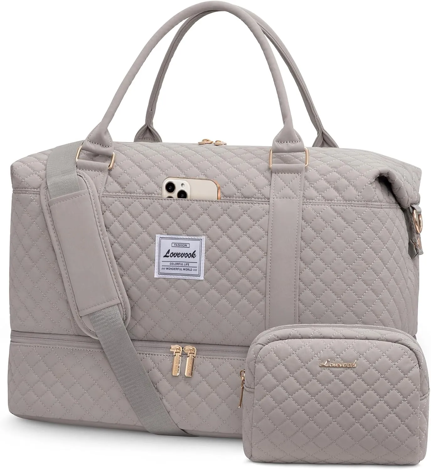 LOVEVOOK Travel Duffle Bag,Weekender Bags for Women with Shoe Compartment，Carry on Overnight Bag with Toiletry Bag,Gym Duffel Bag with Wet Pocket, Hospital Bags for Labor and Delivery