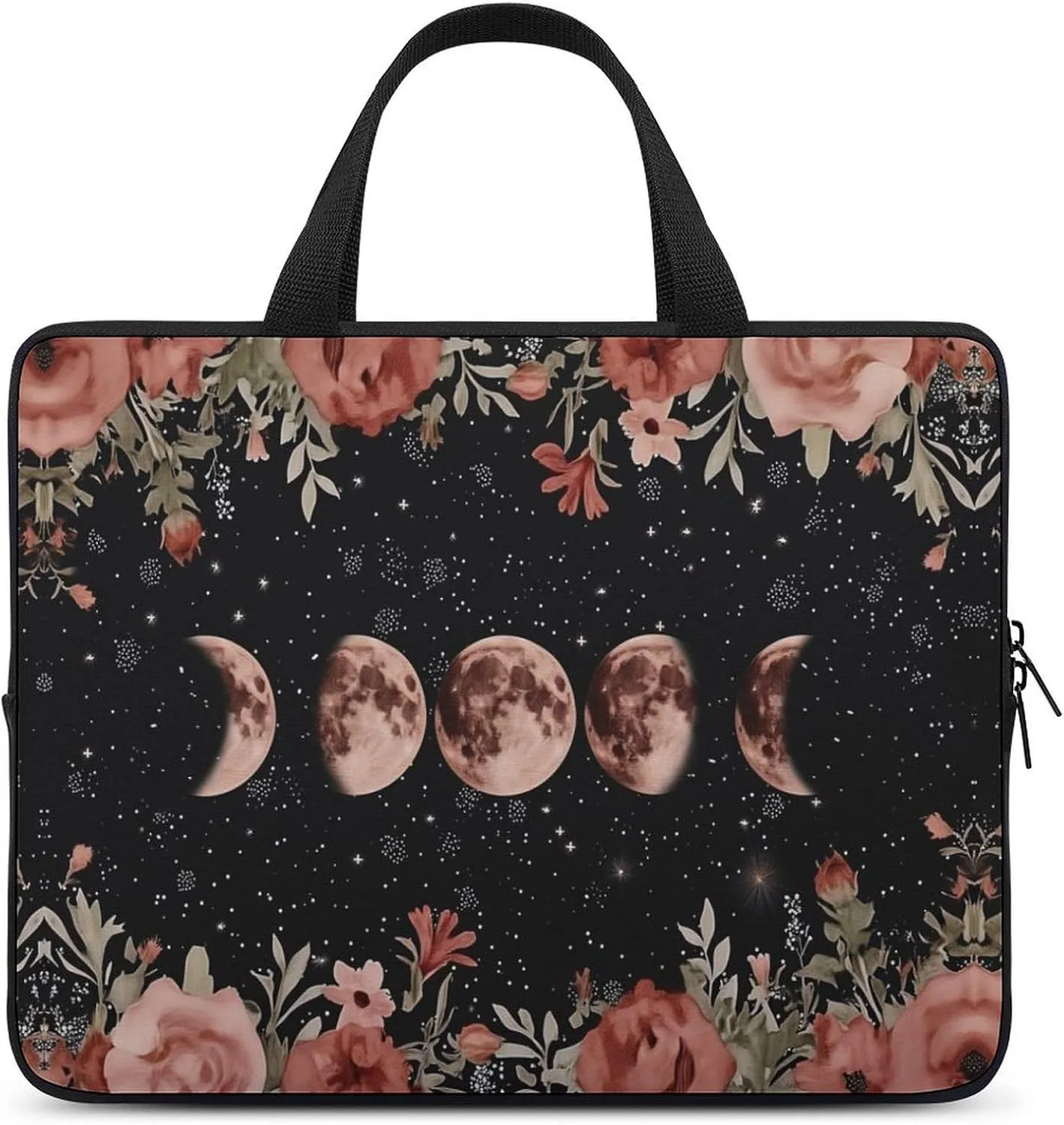 Lunar Eclipse Flower Laptop Bag Laptop Case Computer Messenger Bag with Adjustable Shoulder Strap