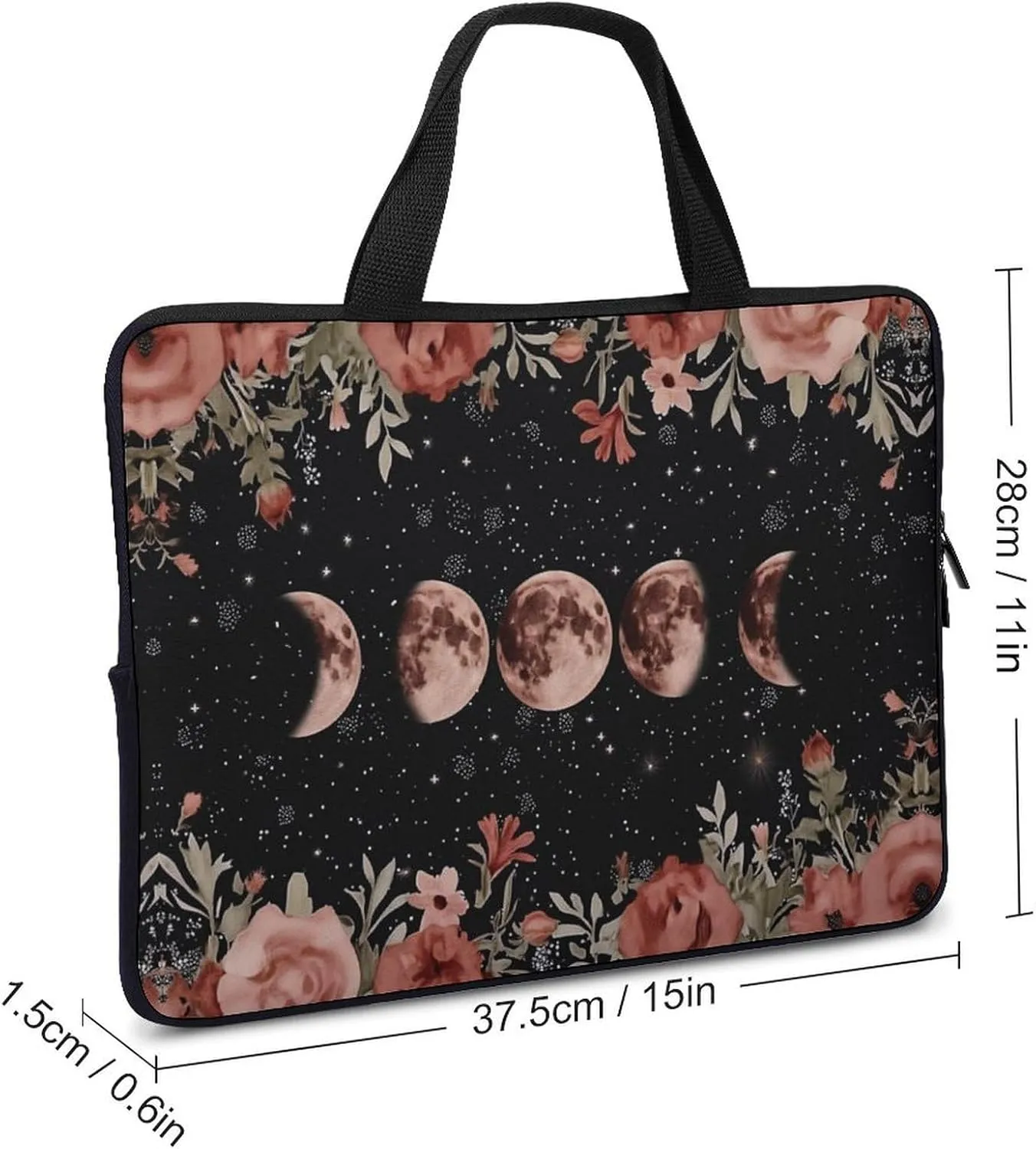 Lunar Eclipse Flower Laptop Bag Laptop Case Computer Messenger Bag with Adjustable Shoulder Strap