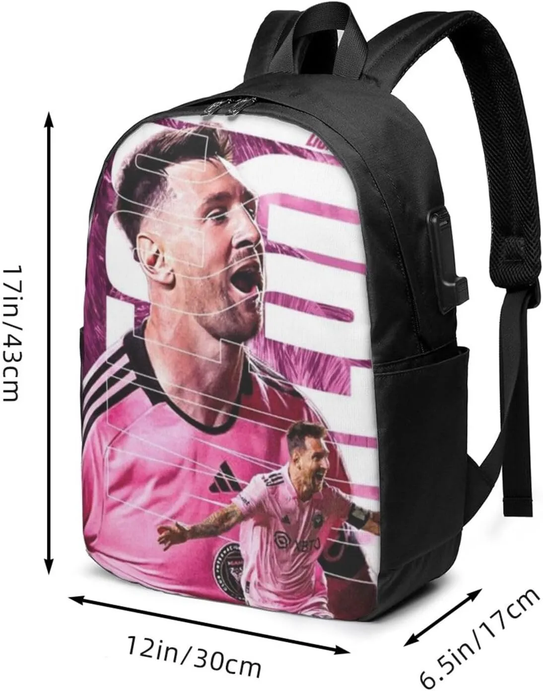M-essi simple large capacity backpack, the whole bag is stylish and lightweight, the main bag is large enough Black