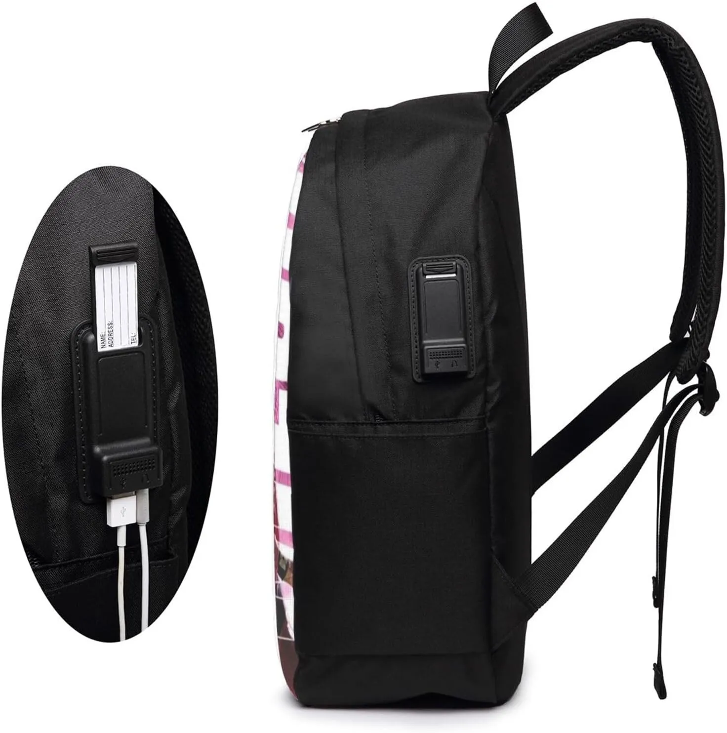 M-essi simple large capacity backpack, the whole bag is stylish and lightweight, the main bag is large enough Black