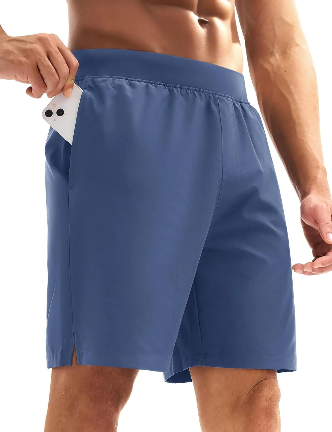 MAGCOMSEN Men's Athletic Running Shorts 8" Quick Dry Lightweight Workout Gym Sports Hiking Shorts UPF 50  with 3 Pockets