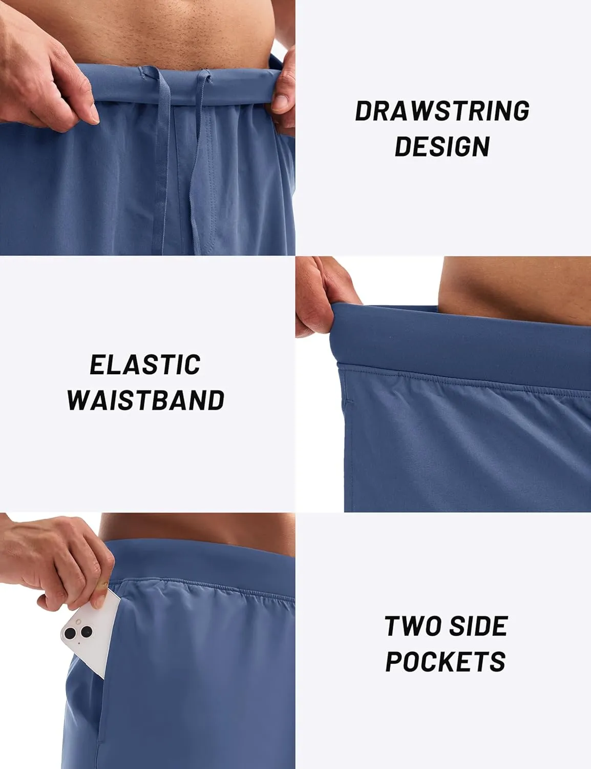 MAGCOMSEN Men's Athletic Running Shorts 8" Quick Dry Lightweight Workout Gym Sports Hiking Shorts UPF 50  with 3 Pockets