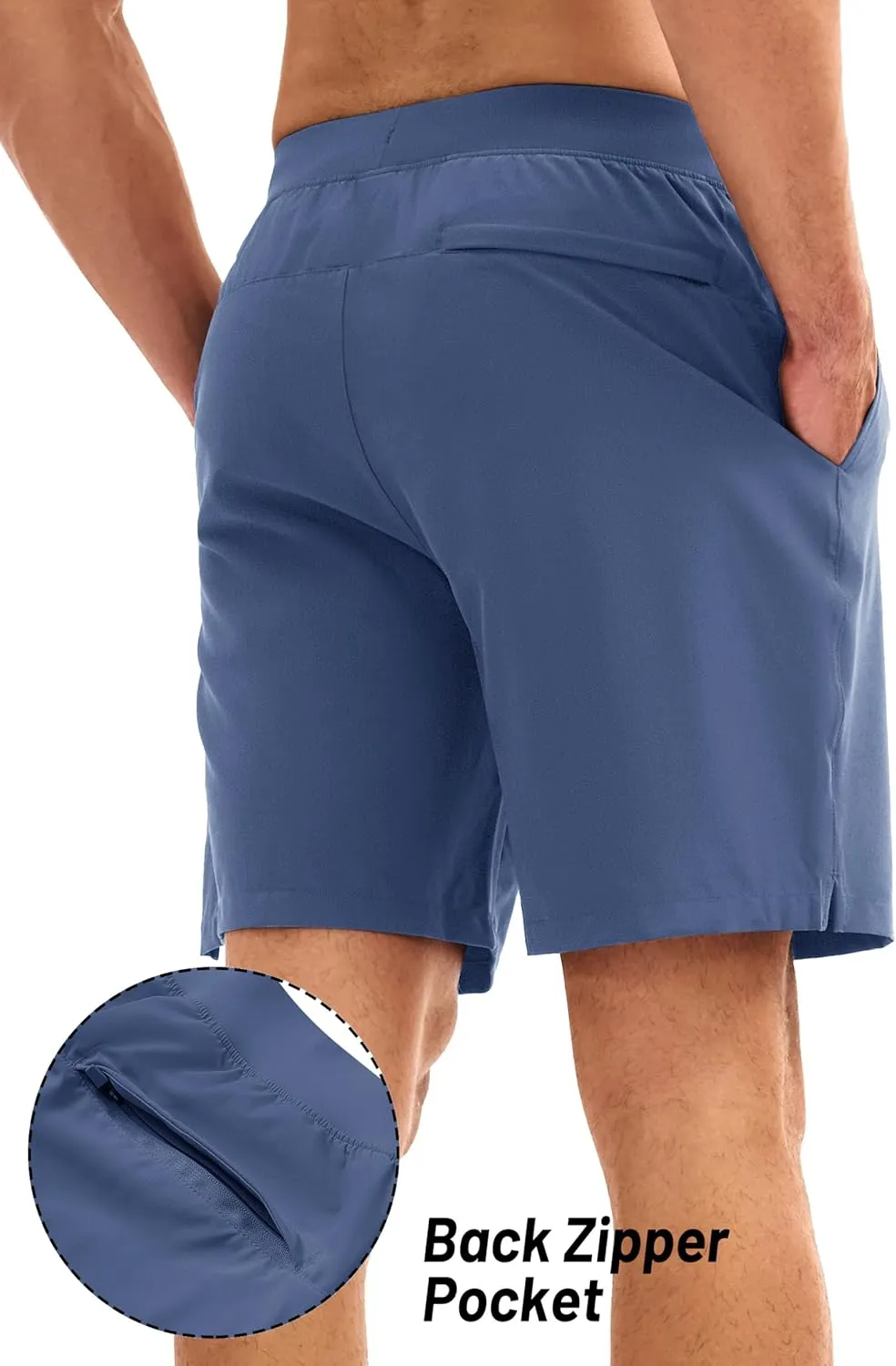 MAGCOMSEN Men's Athletic Running Shorts 8" Quick Dry Lightweight Workout Gym Sports Hiking Shorts UPF 50  with 3 Pockets