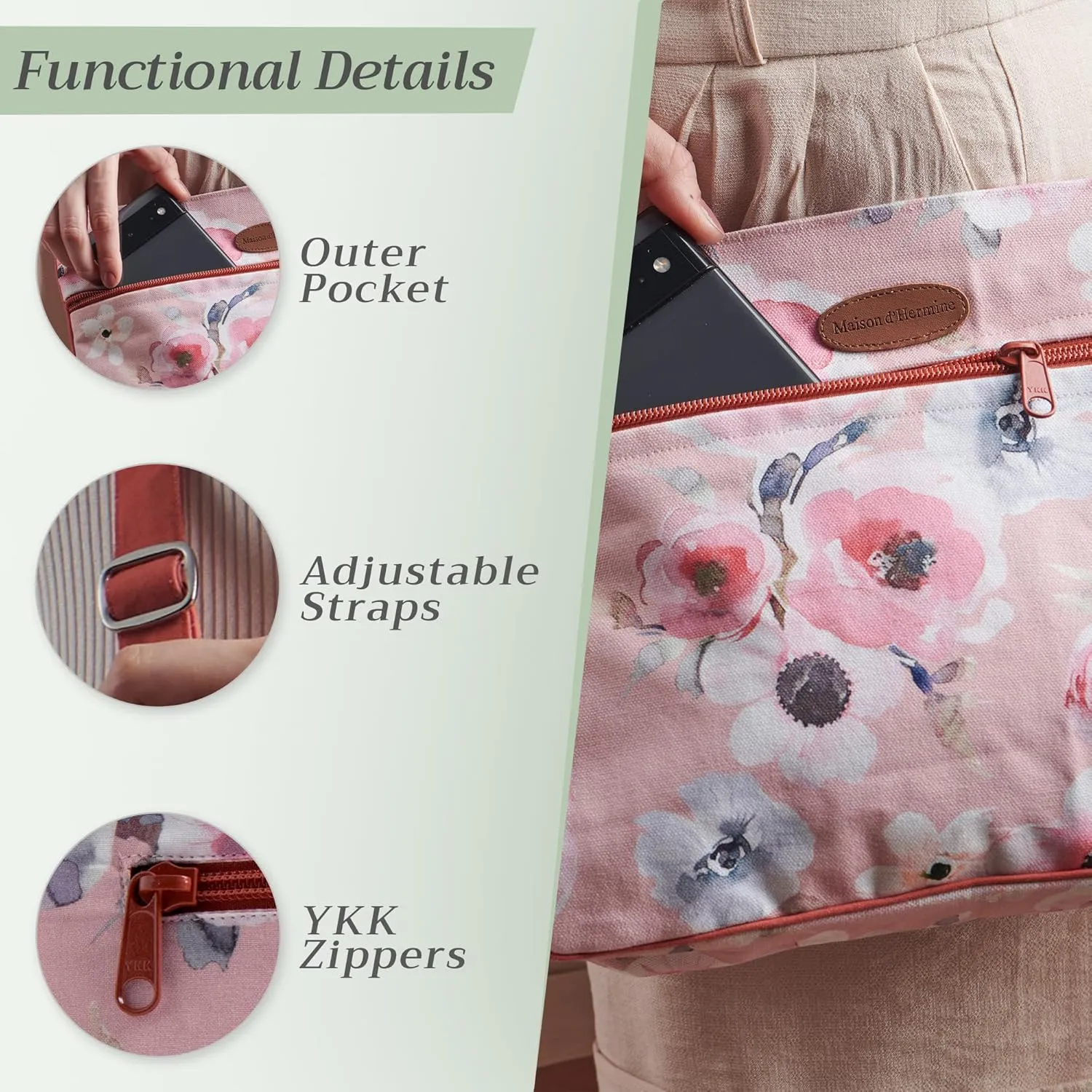Maison d' Hermine Cross Body Bags for Women Cotton Canvas Shoulder Bag for Shopping Travel Everyday Use Tote purse Sling Bag