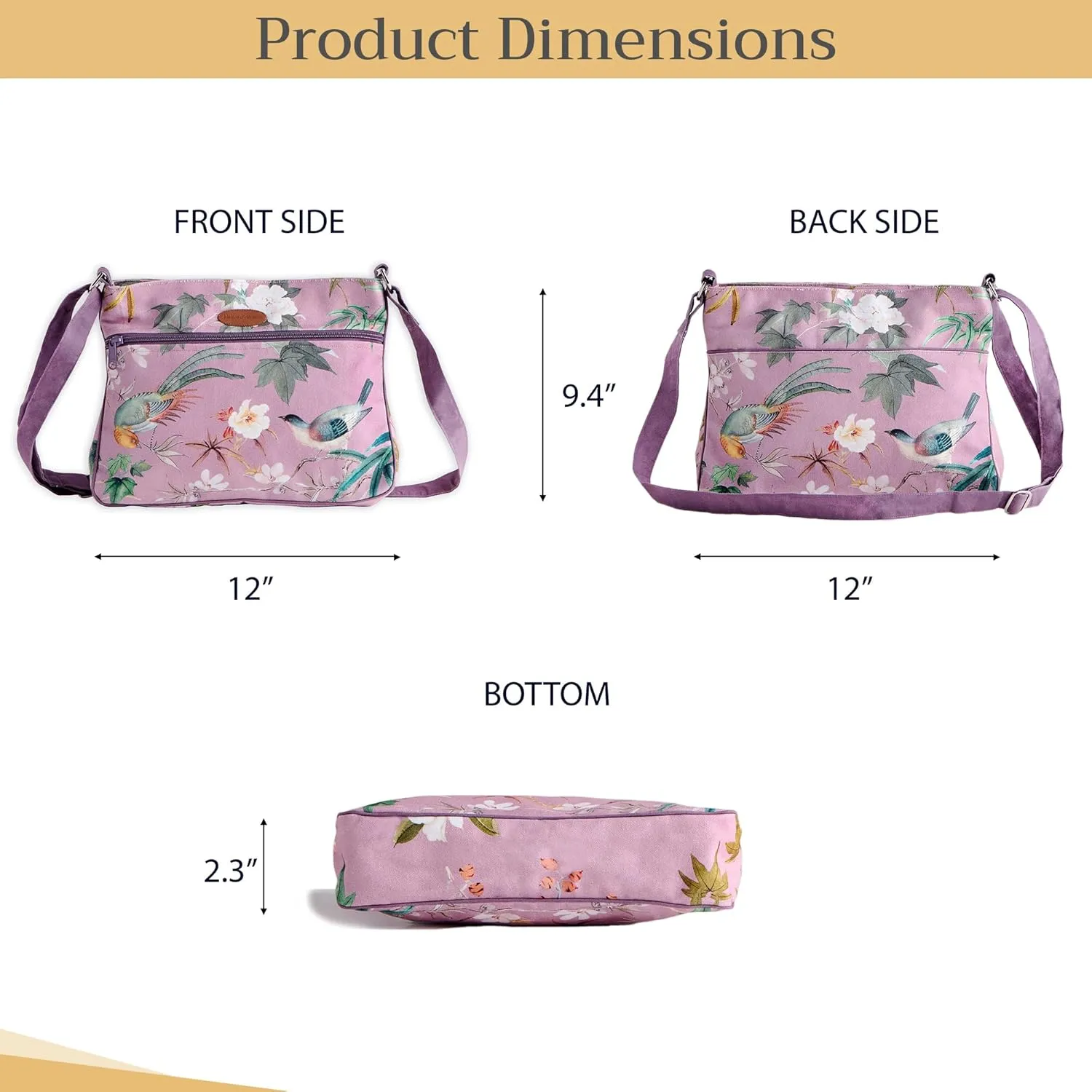 Maison d' Hermine Cross Body Bags for Women Cotton Canvas Shoulder Bag for Shopping Travel Everyday Use Tote purse Sling Bag