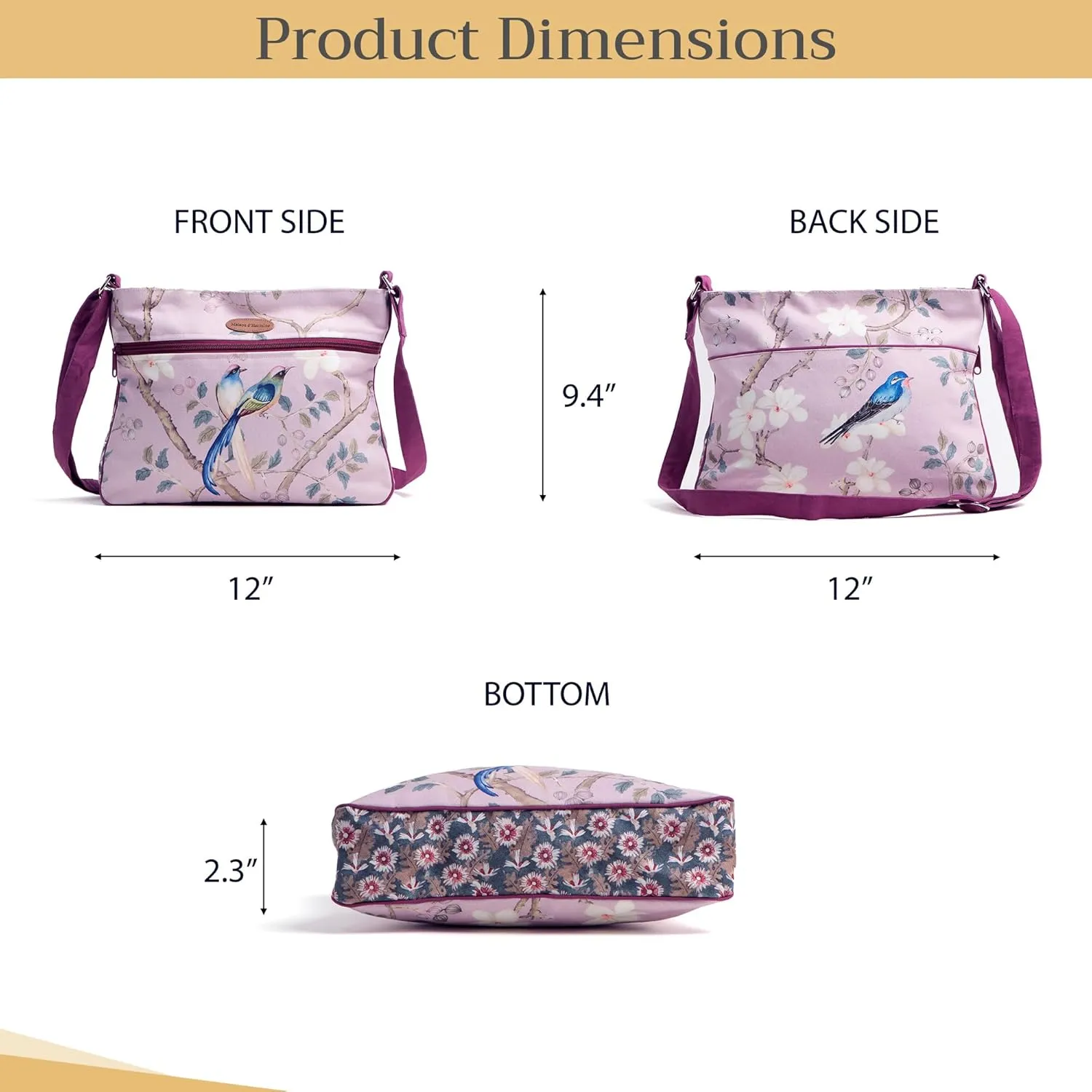 Maison d' Hermine Cross Body Bags for Women Cotton Canvas Shoulder Bag for Shopping Travel Everyday Use Tote purse Sling Bag