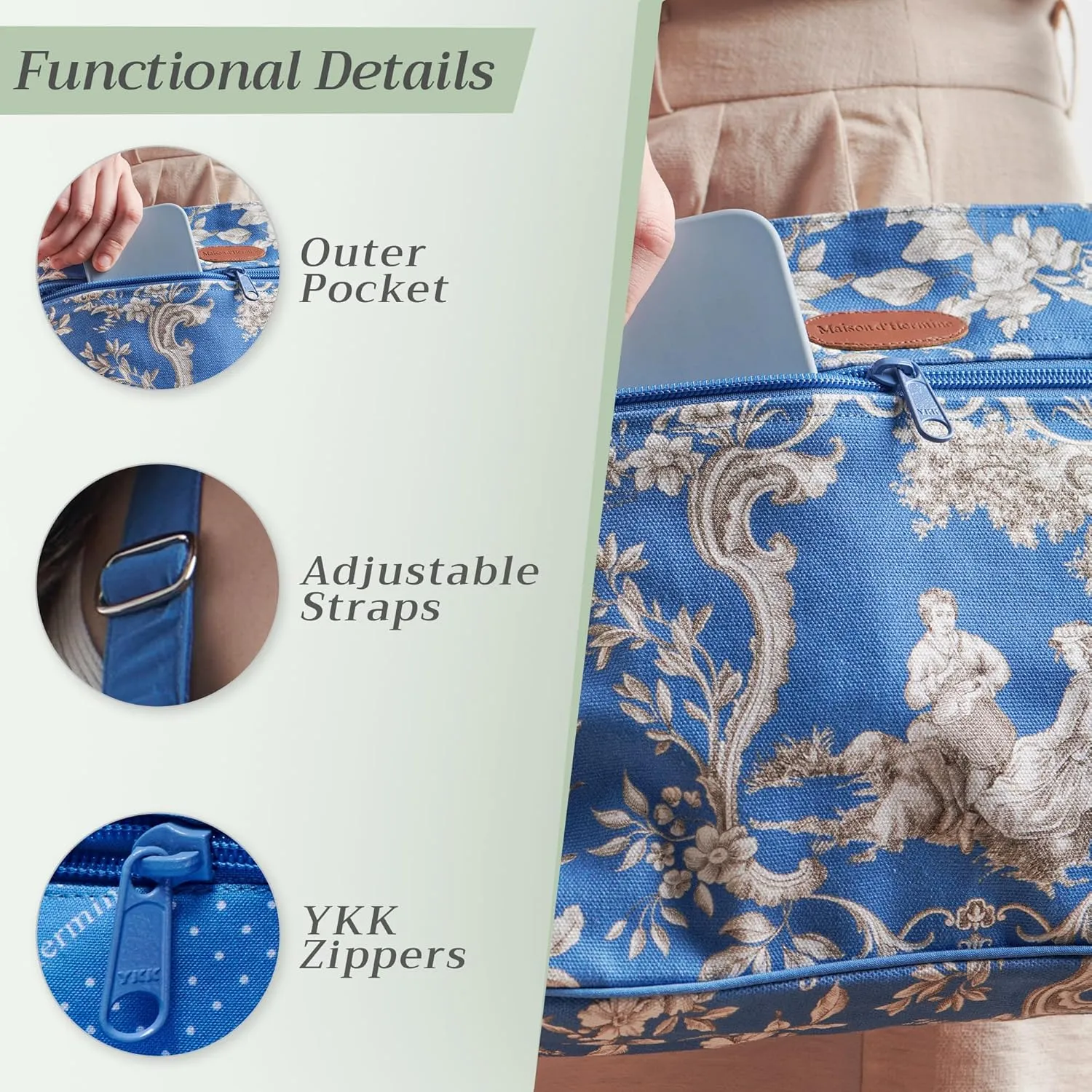 Maison d' Hermine Cross Body Bags for Women Cotton Canvas Shoulder Bag for Shopping Travel Everyday Use Tote purse Sling Bag