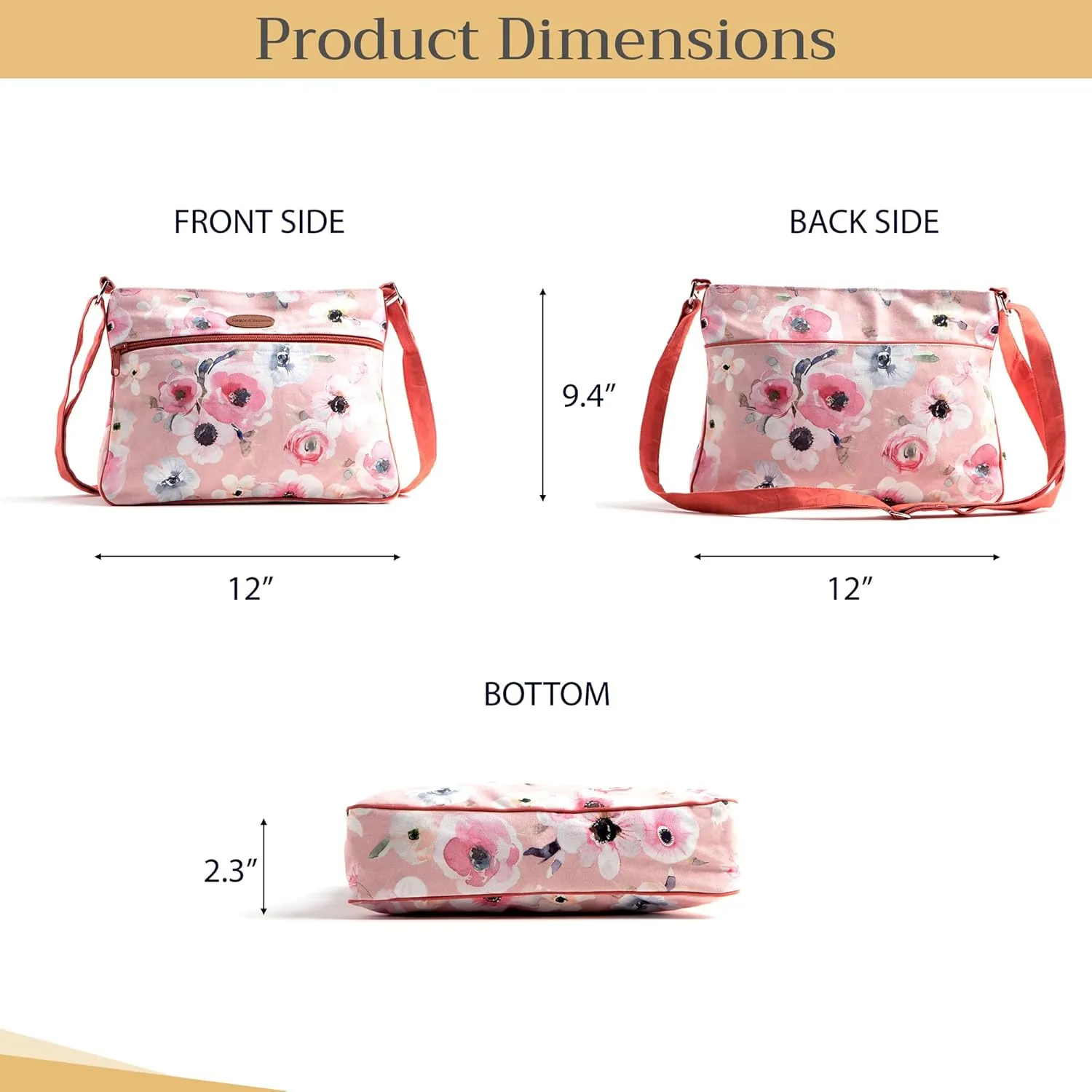 Maison d' Hermine Cross Body Bags for Women Cotton Canvas Shoulder Bag for Shopping Travel Everyday Use Tote purse Sling Bag