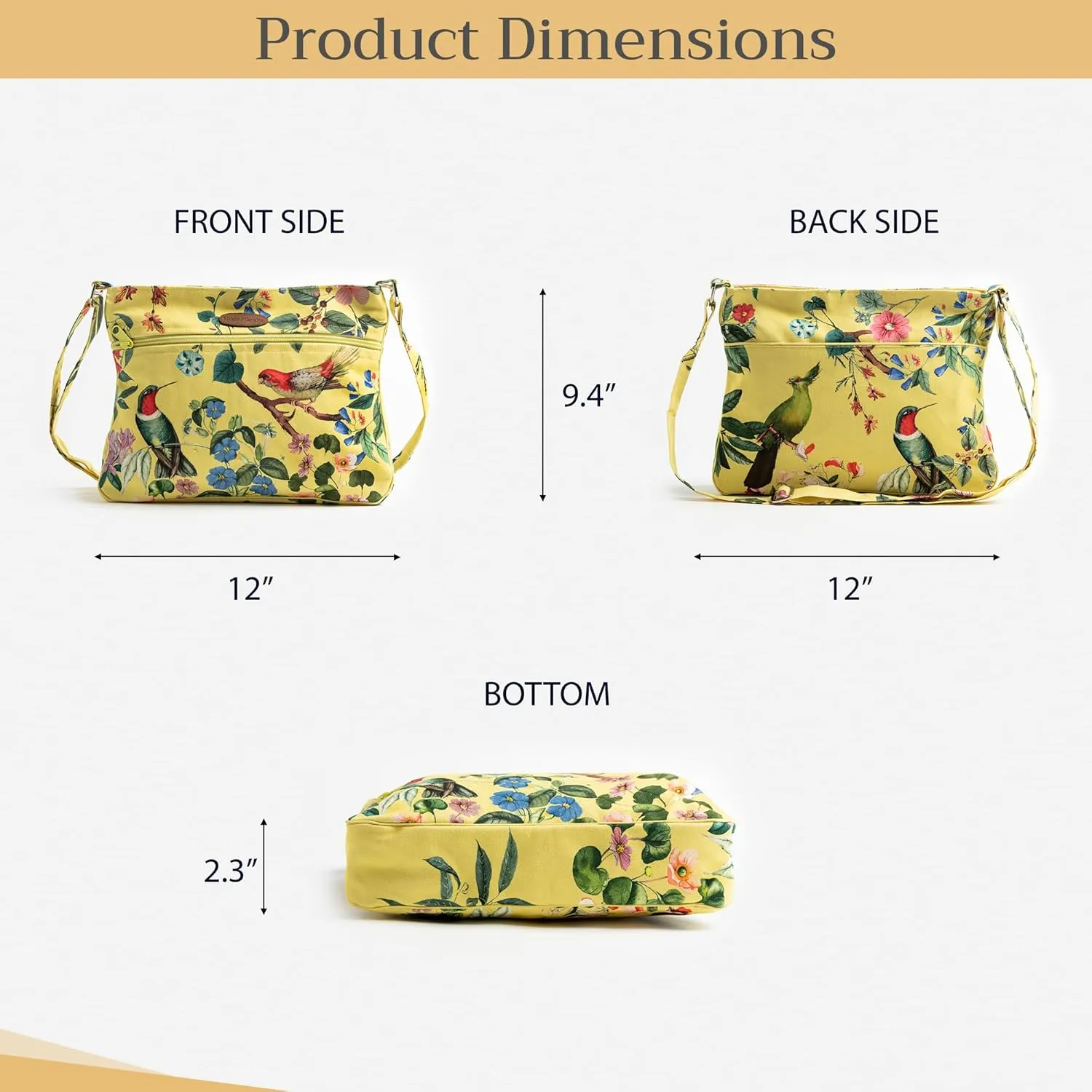 Maison d' Hermine Cross Body Bags for Women Cotton Canvas Shoulder Bag for Shopping Travel Everyday Use Tote purse Sling Bag