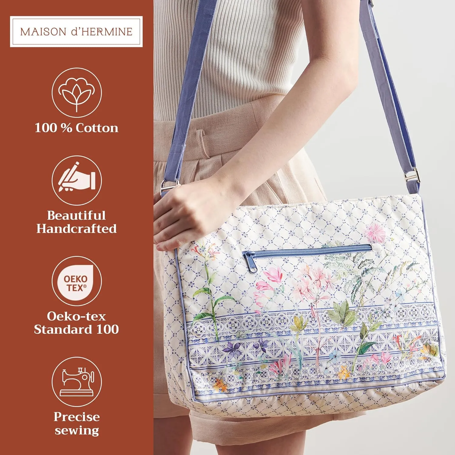 Maison d' Hermine Hand Bags for Women Cotton Shoulder Bag for Shopping Travel Everyday Use Cross Body Tote purse Sling Bag