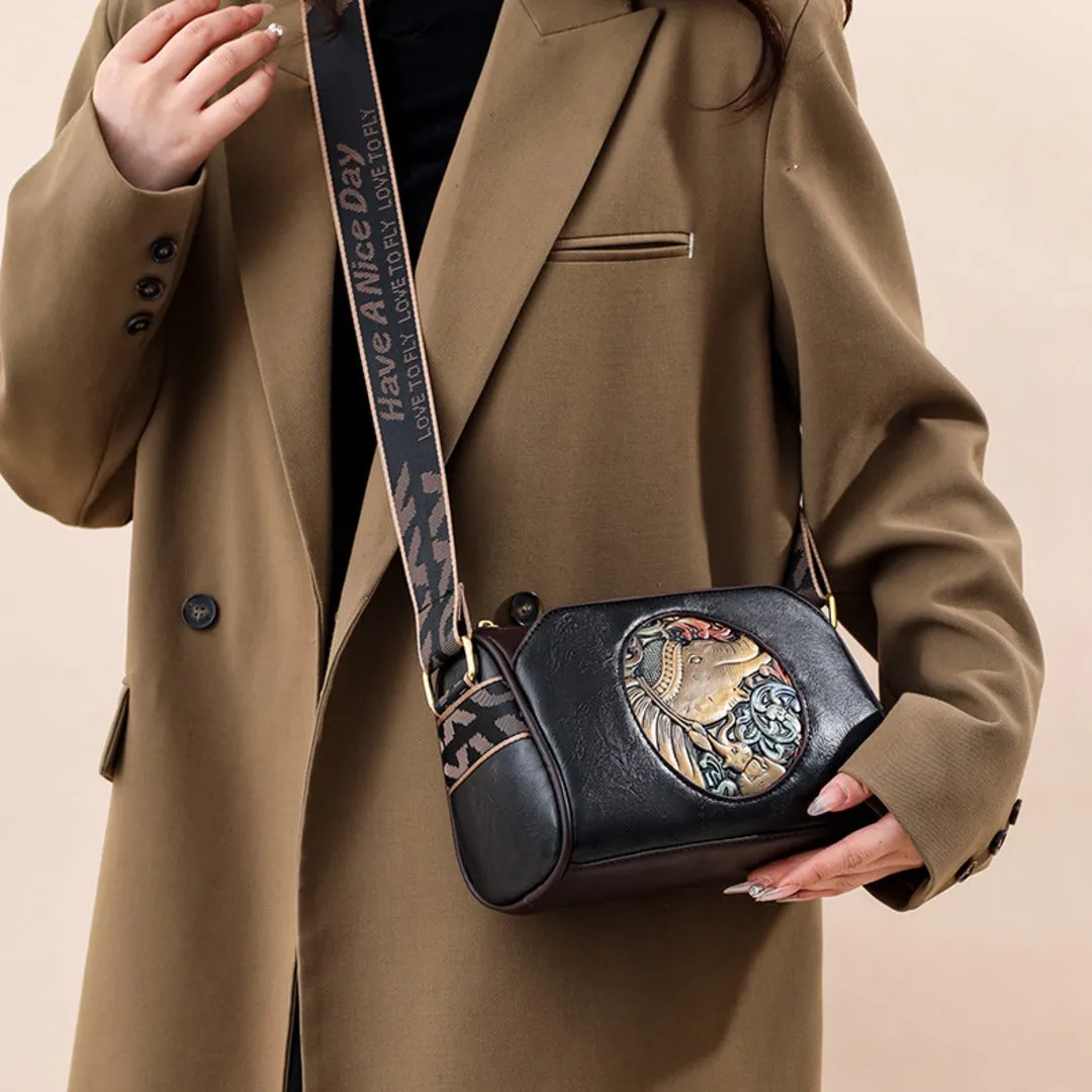 Majestic Elephant Embroidery Sling Bag
