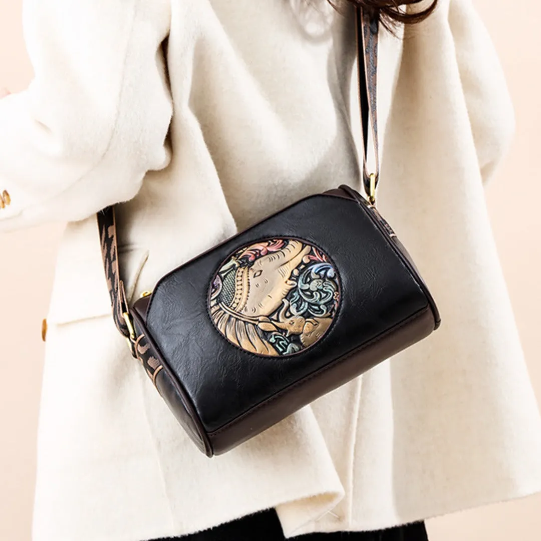 Majestic Elephant Embroidery Sling Bag
