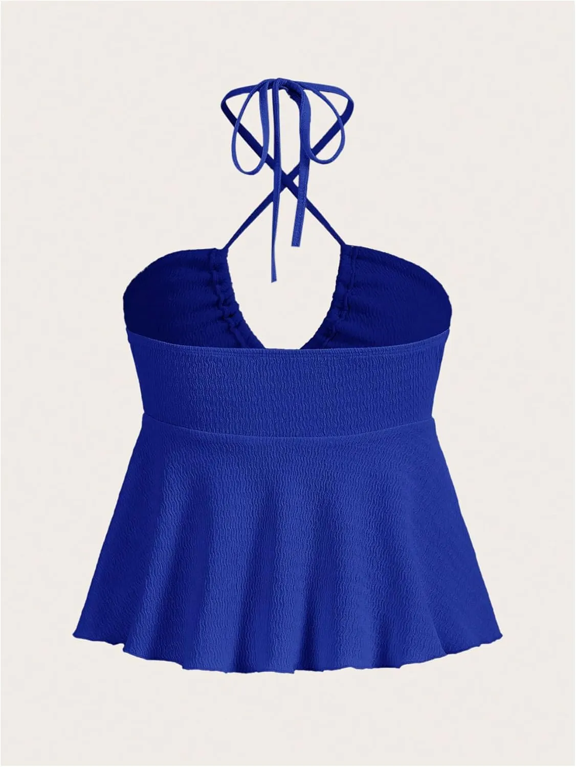 MakeMeChic Women's Summer Criss Cross Halter Tops 2025 Beach Sleeveles Cut Out Tie Backless Peplum Crop Tank Tops