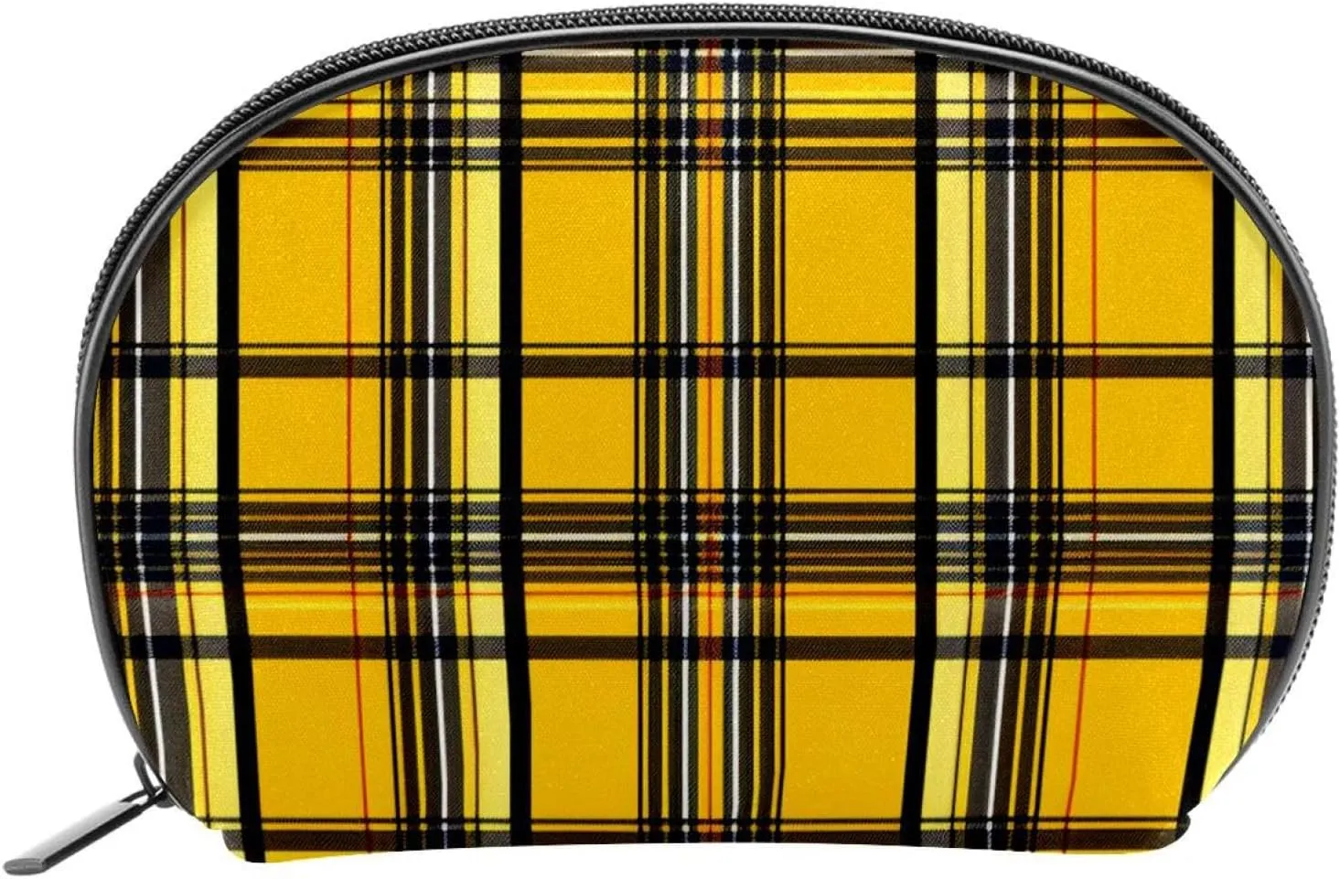 Makeup Bag Organizer,Cosmetic Bags for Women,Christmas Plaid Yellow Vintage,Small Makeup Pouch
