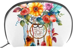 Makeup Bag Organizer,Cosmetic Bags for Women,Flower Feather Dreamcatcher,Small Makeup Pouch