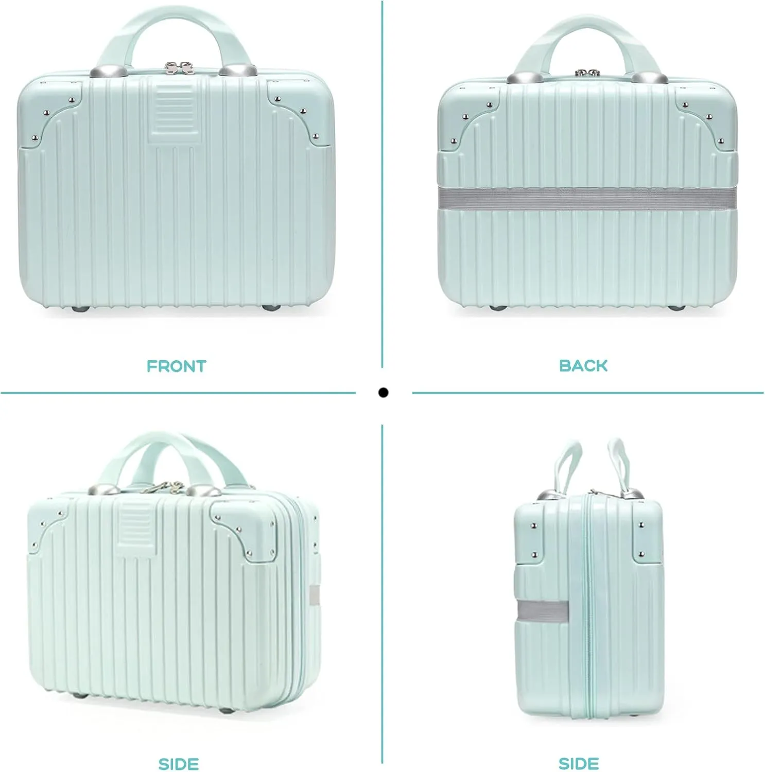 Makeup Travel for Women Girl, Portable Waterproof ABS Cosmetic Case with Elastic Band and Zipper, Case Hard Shell Vanity Cases Hand Luggage Cosmetic Case