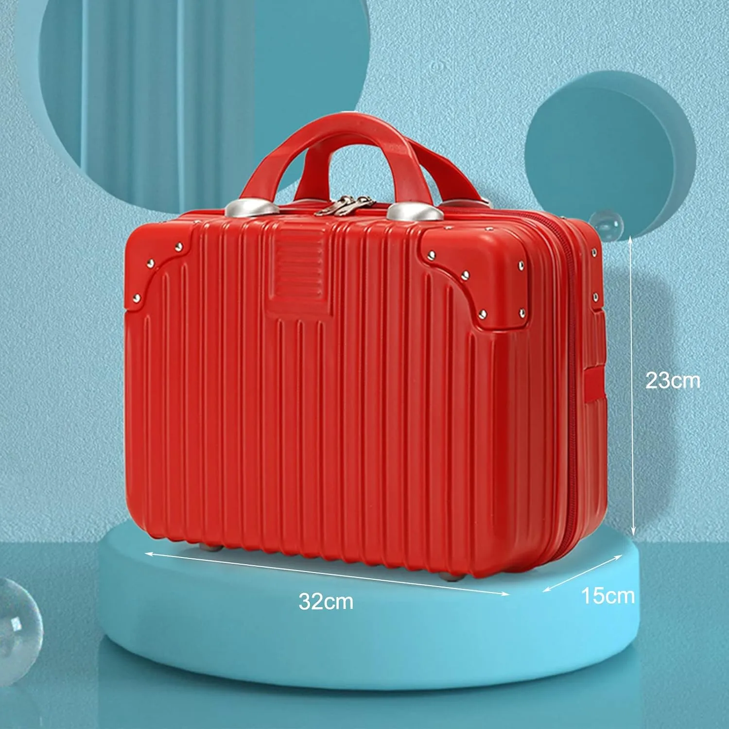 Makeup Travel for Women Girl, Portable Waterproof ABS Cosmetic Case with Elastic Band and Zipper, Case Hard Shell Vanity Cases Hand Luggage Cosmetic Case