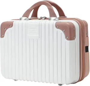 Makeup Travel for Women Girl, Portable Waterproof ABS Cosmetic Case with Elastic Band and Zipper, Case Hard Shell Vanity Cases Hand Luggage Cosmetic Case