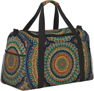 Mandala Bohemian Boho Duffle Bag Foldable Travel Tote Bag Carry On Large Weekender Overnight Bags Waterproof Gym Bag For Women Men