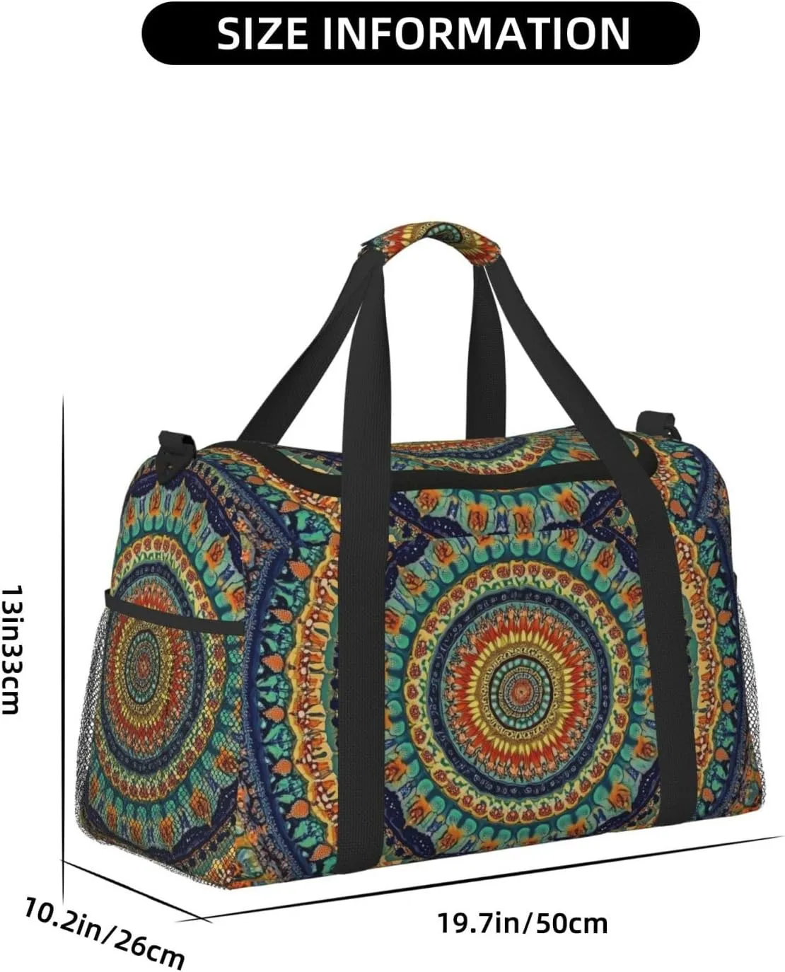 Mandala Bohemian Boho Duffle Bag Foldable Travel Tote Bag Carry On Large Weekender Overnight Bags Waterproof Gym Bag For Women Men