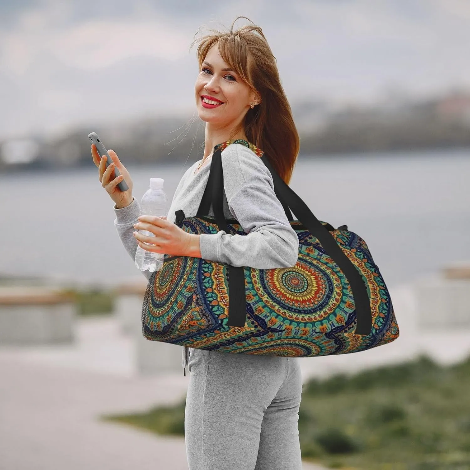 Mandala Bohemian Boho Duffle Bag Foldable Travel Tote Bag Carry On Large Weekender Overnight Bags Waterproof Gym Bag For Women Men