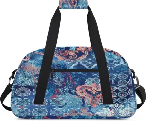 Mandala Flower Gym Duffel Bag for Men Women Retro Pattern Sports Tote Bag with Adjustable Shoulder Strap for Dance Gymnastics Traveling Outdoor Camping Overnight Stay
