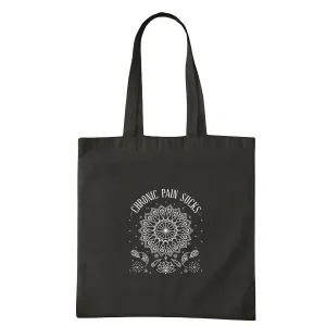 Mandala Flower Star Quote Gift for Chronic Pain Sufferers Show Support with Style Navy Black Multicolor Canvas Tote Bag