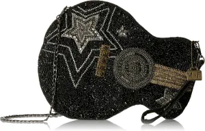 Mary Frances Superstar Beaded Handbag Guitar Glam Crossbody Bag, Black