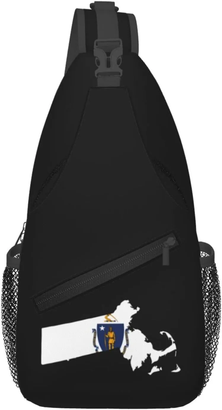 Massachusetts Terrain Map Crossbody Bags For Women Men Chest Backpack Gym Shoulder Bag Travel Outdoor Sports Casual Crossbody Bags