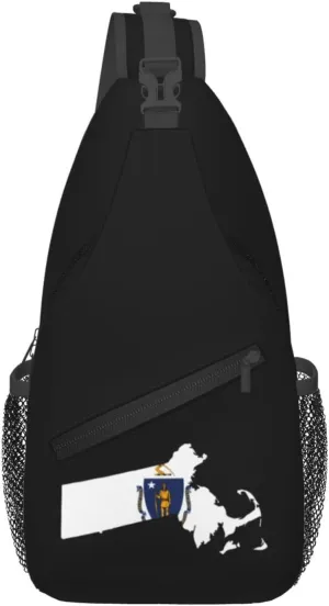 Massachusetts Terrain Map Crossbody Bags For Women Men Chest Backpack Gym Shoulder Bag Travel Outdoor Sports Casual Crossbody Bags