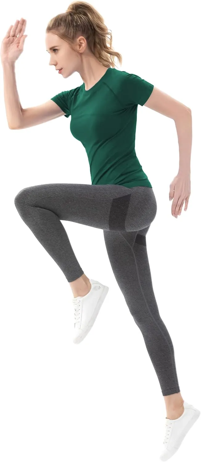 MathCat Workout Shirts for Women Short Sleeve Seamless Yoga Athletic Tees Sports Breathable Gym Athletic Tops