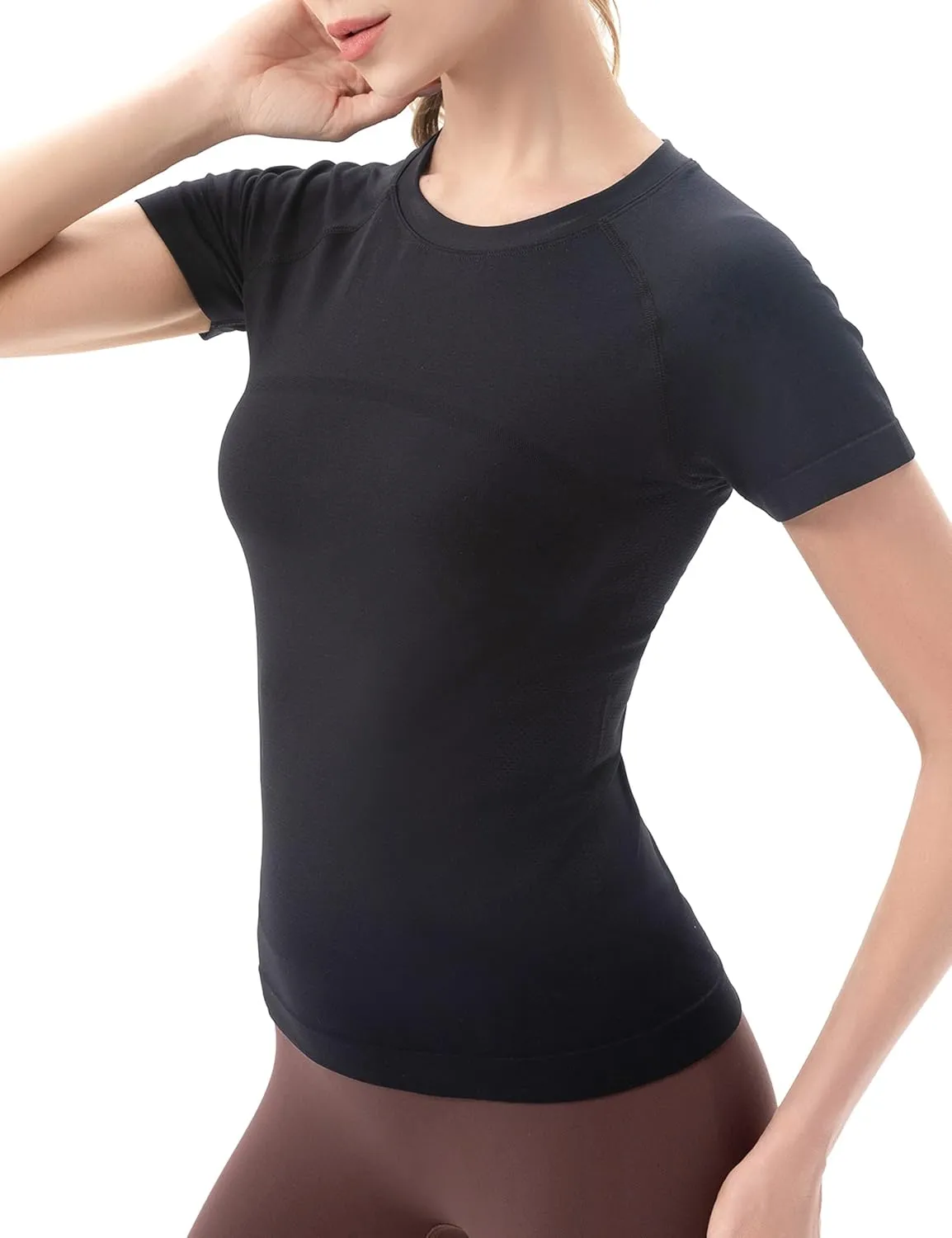 MathCat Workout Shirts for Women Short Sleeve Seamless Yoga Athletic Tees Sports Breathable Gym Athletic Tops