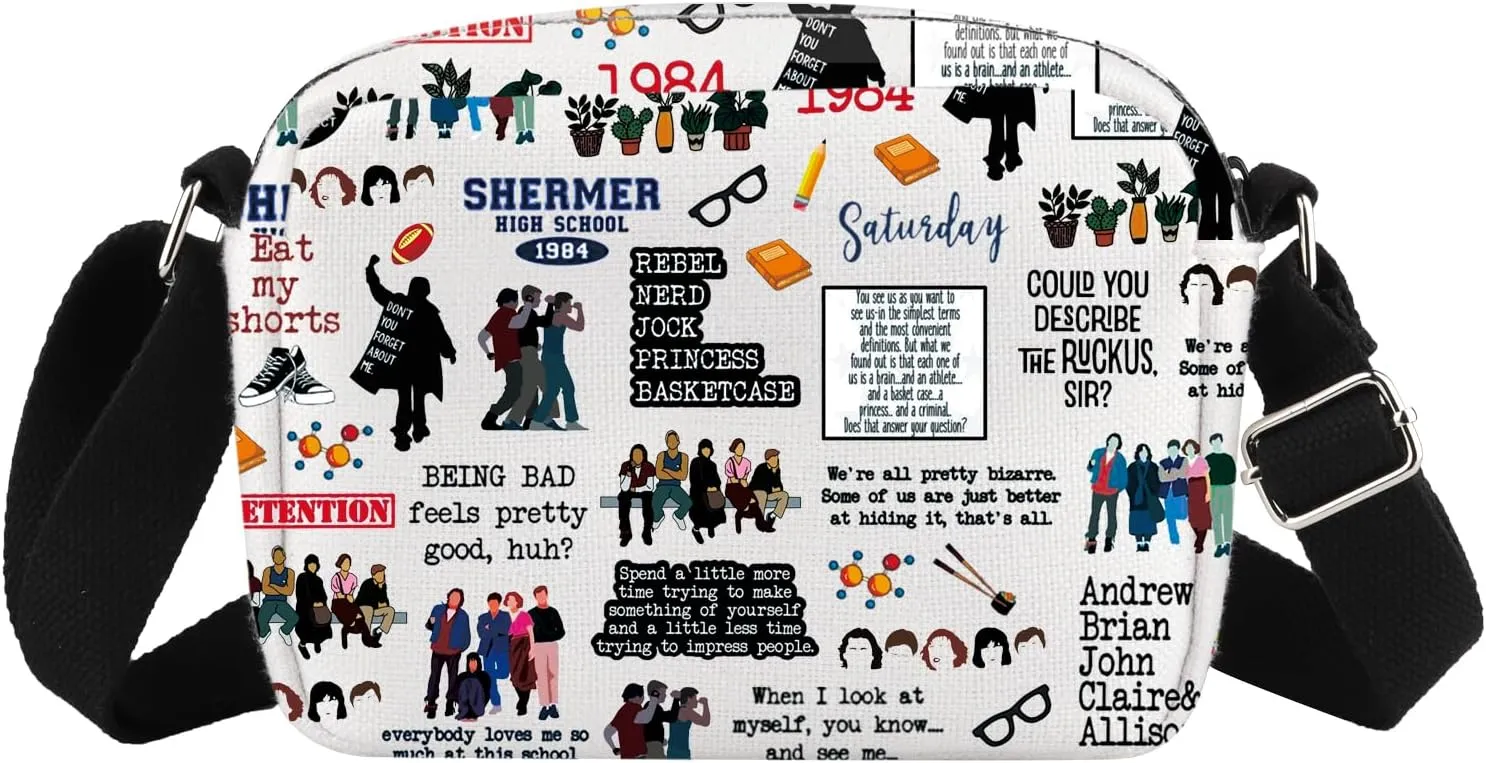 MBMSO Breakfast Movie Crossbody Bag 80's Movie Gifts for Brain & Athlete & Basket Case & Princess & Criminal Fans Club Gifts