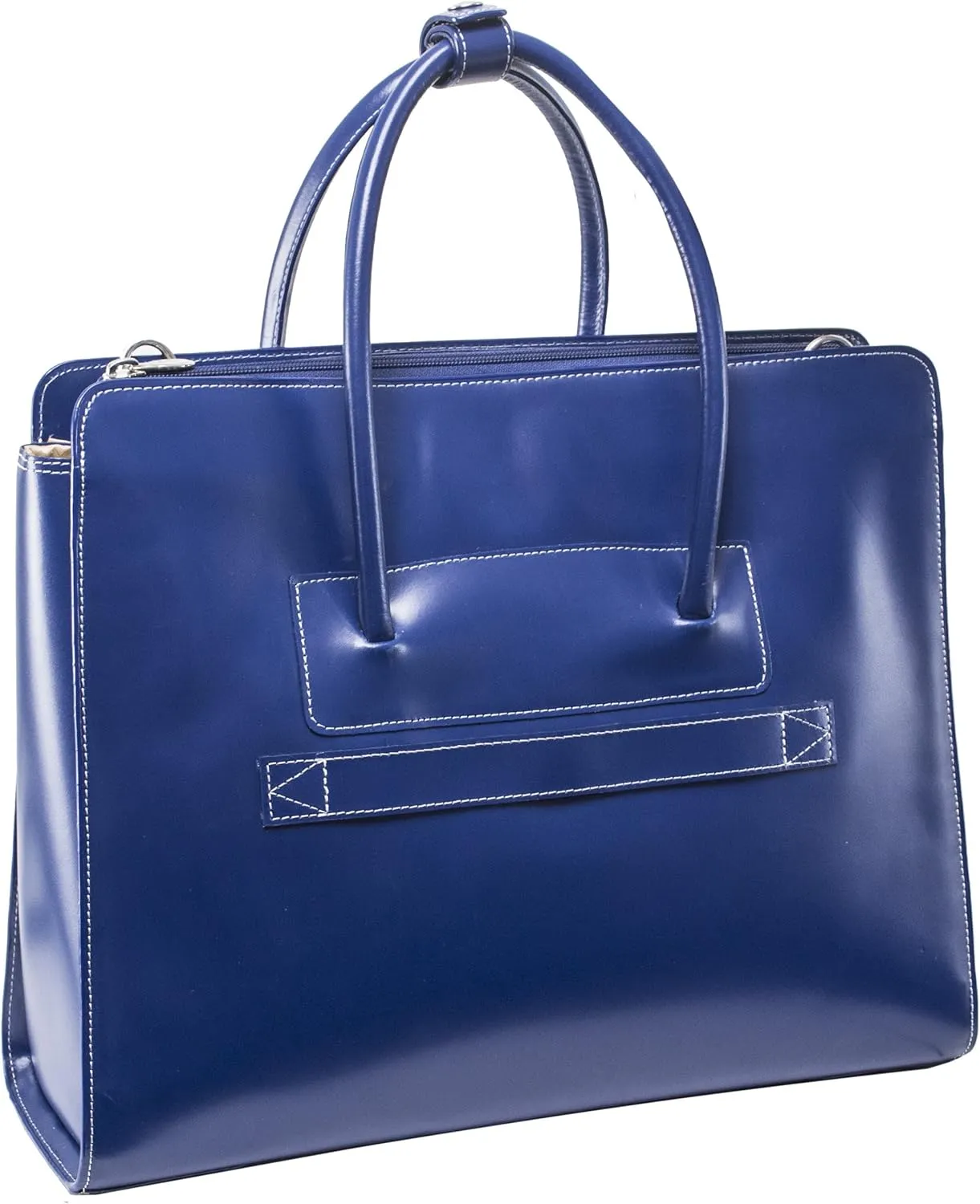 McKlein 15" Leather Laptop Briefcase- LAKE FOREST- Navy