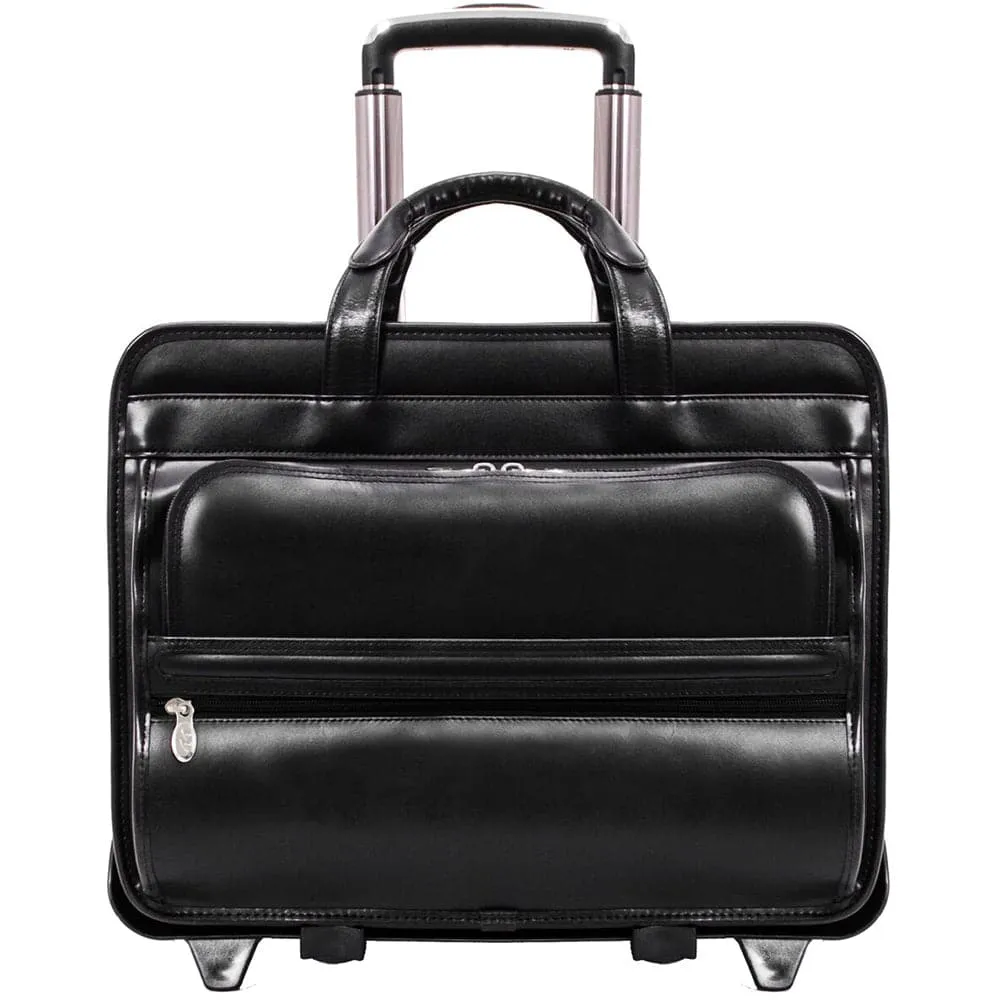 McKlein USA Franklin 17" Leather Patented Detachable Wheeled Laptop Briefcase