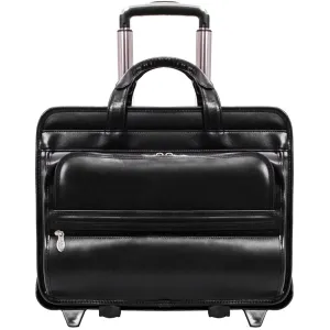 McKlein USA Franklin 17" Leather Patented Detachable Wheeled Laptop Briefcase