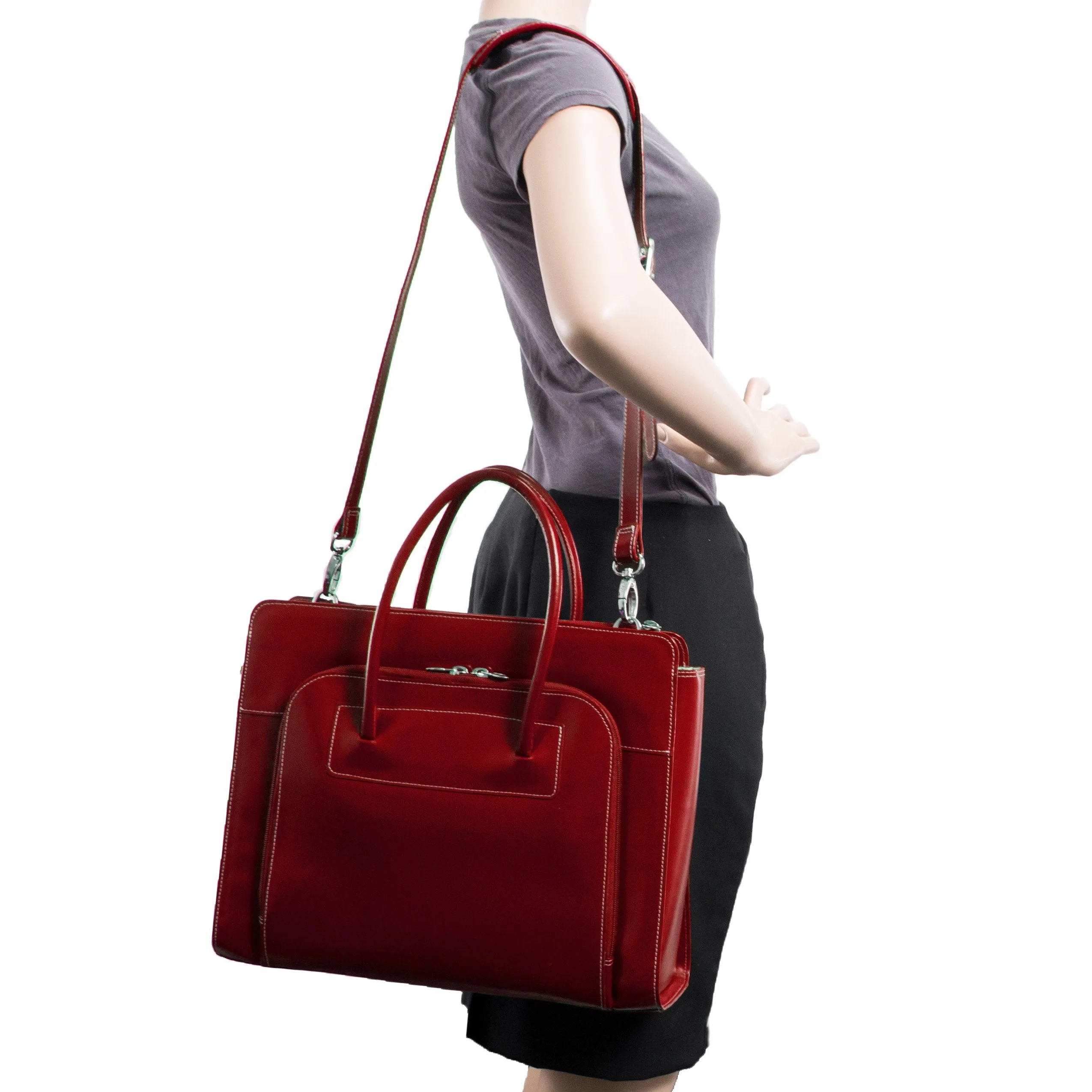 McKlein USA Lake Forest 15.4" Leather Ladies' Laptop Briefcase w/ Removable Sleeve