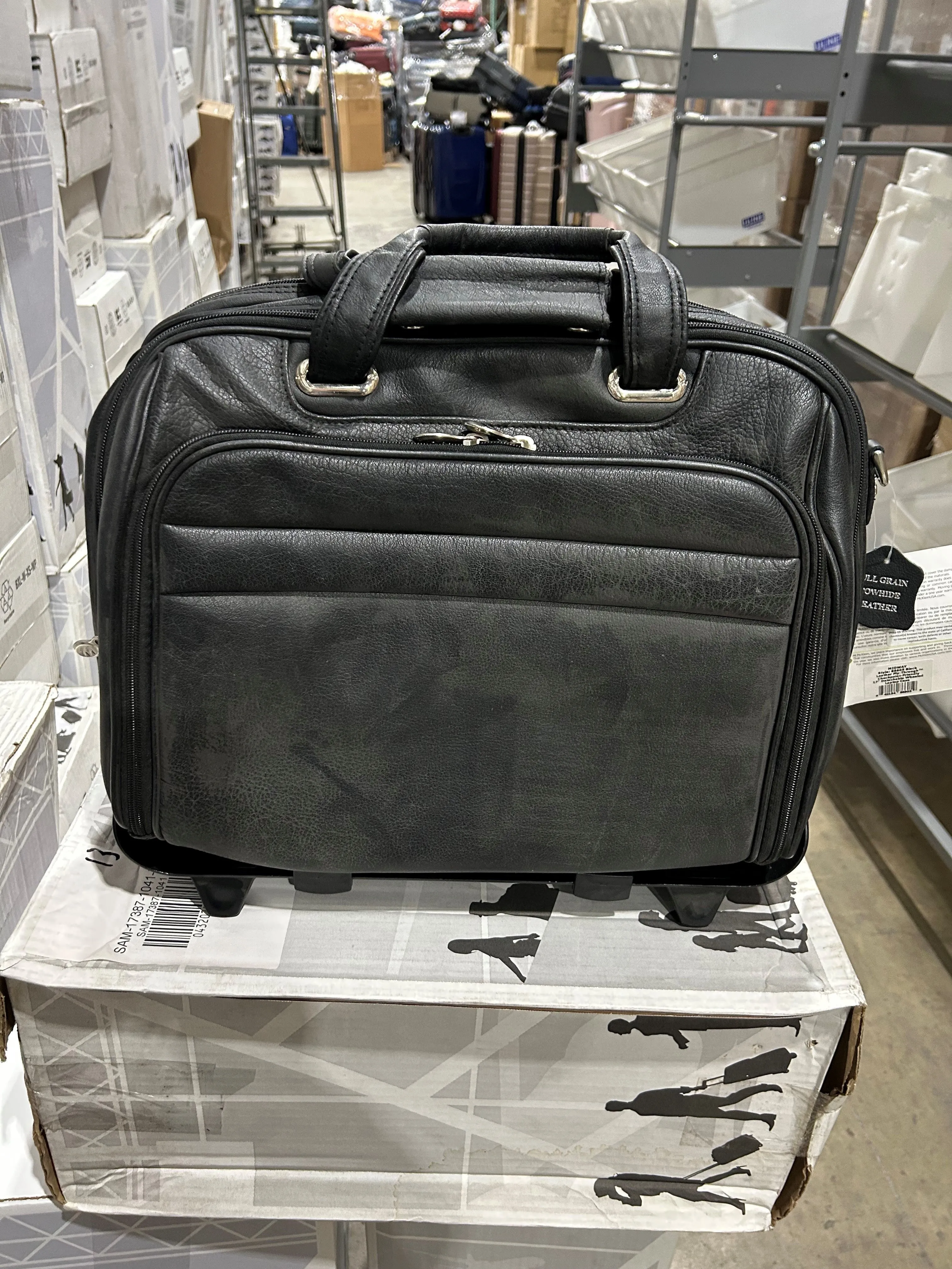 McKlein USA Midway 15.6" Leather Detachable Wheeled Laptop Briefcase U1