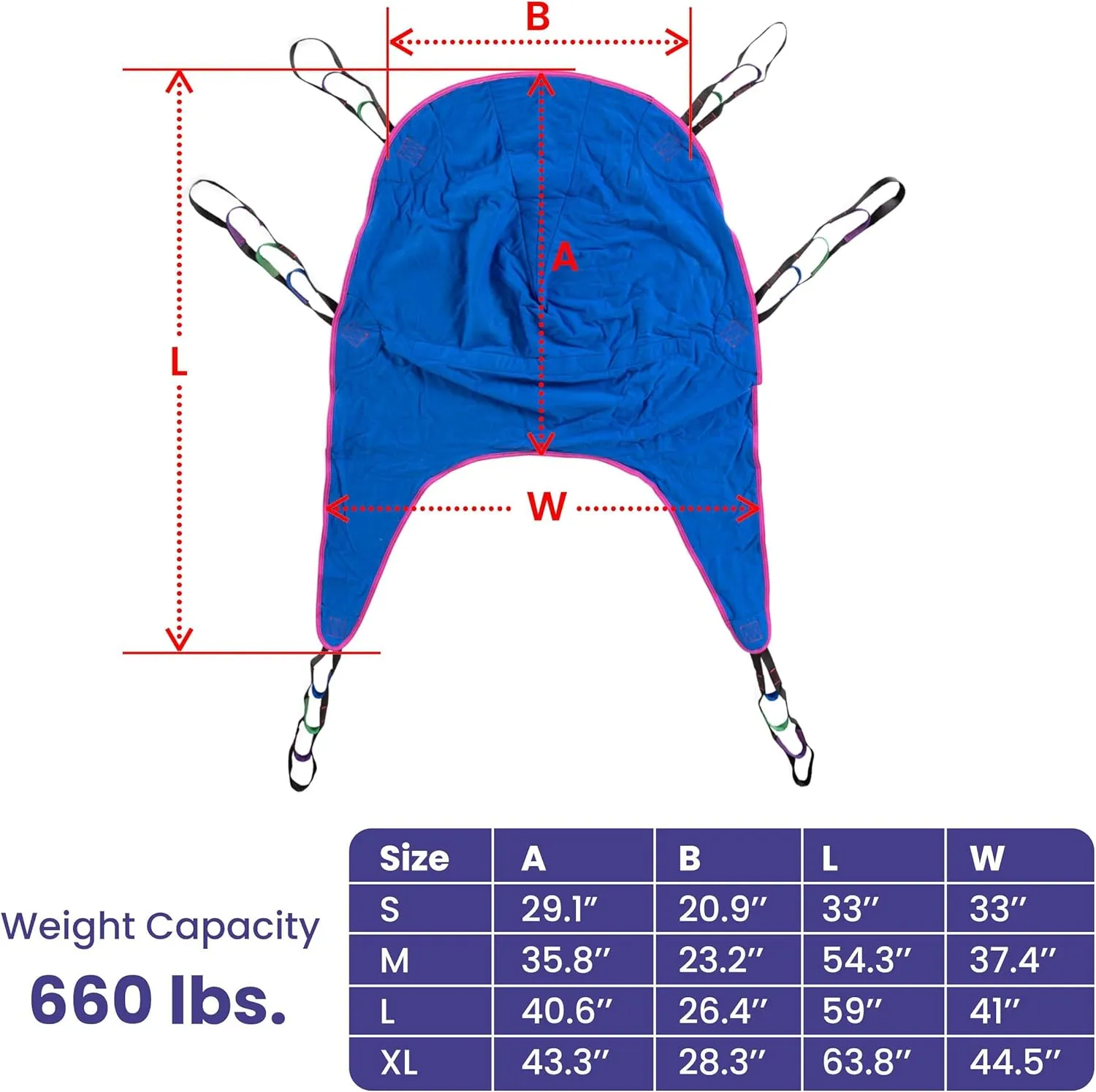 Medacure Divided Leg Patient Lift Sling Medium, Universal Compatibility - Bariatric Polyester Transfer U Sling for Hoyer, ProHeal, Invacare, Drive, and Other Patient Lifters - 35.8" L x 37.4" W