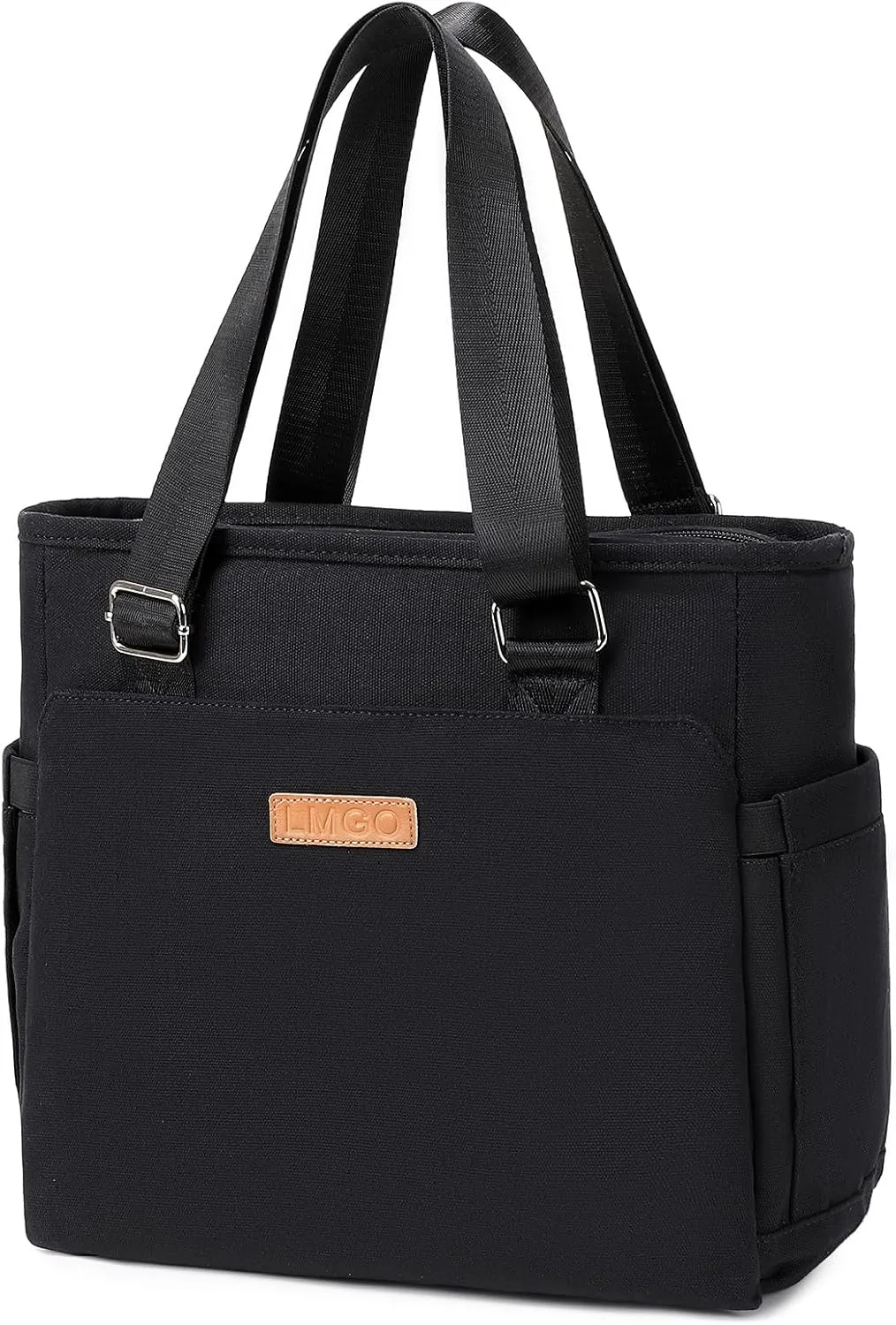 Medium Canvas Tote Bag for Women, Multi-Pocket Purse Handbag with Adjustable Top Handle