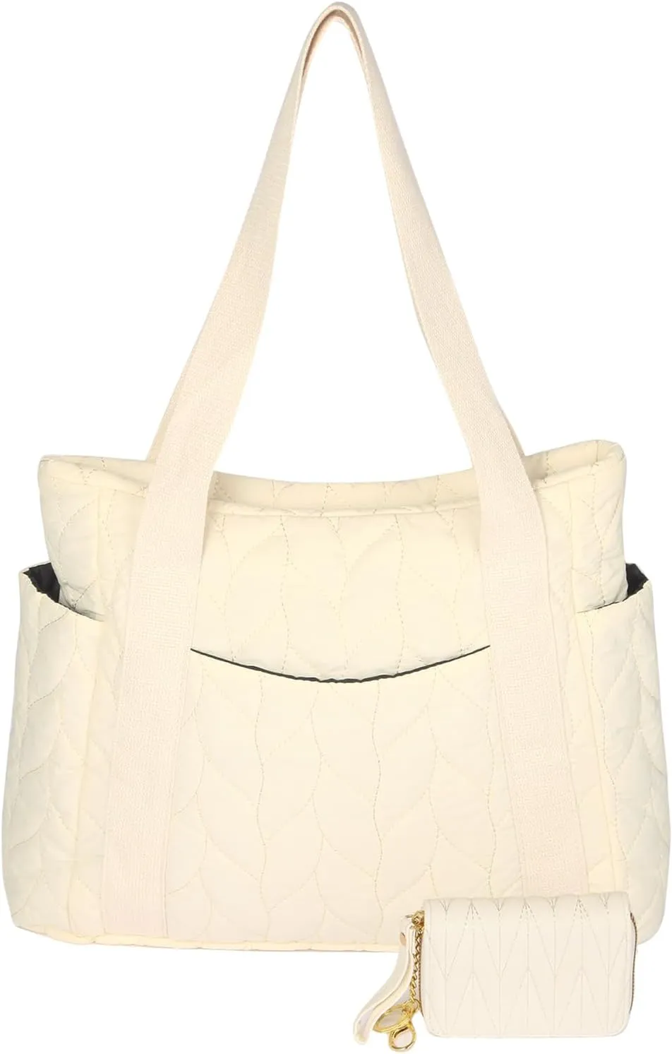 Medium Quilted Work Tote Bag for Women, Lightweight 21L Puffer Travel Handbags Purse with Zipper for Gym/Travel