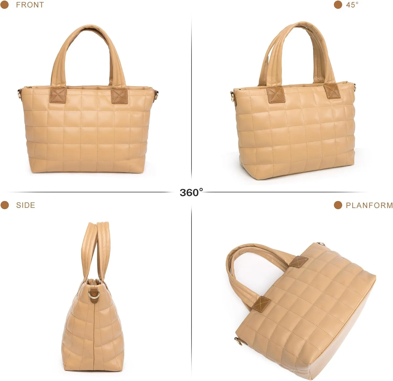 MEEJUNE Puffer Tote Bag for Women Large Quilted Shoulder Bag Crossbody Purse with Adjustable Strap