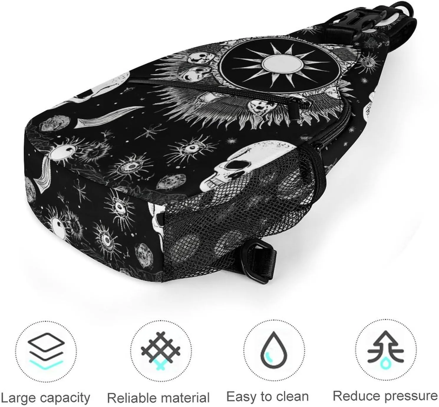 Men & Women Travel Backpack Camping Outdoor Bag, Halloween Goth Gothic Raven Crow Skull Sun Moon Tattoos Sling Bag Backpack Daypack for Swimming Running Cycling Biking Camping - Breathable Bookbag