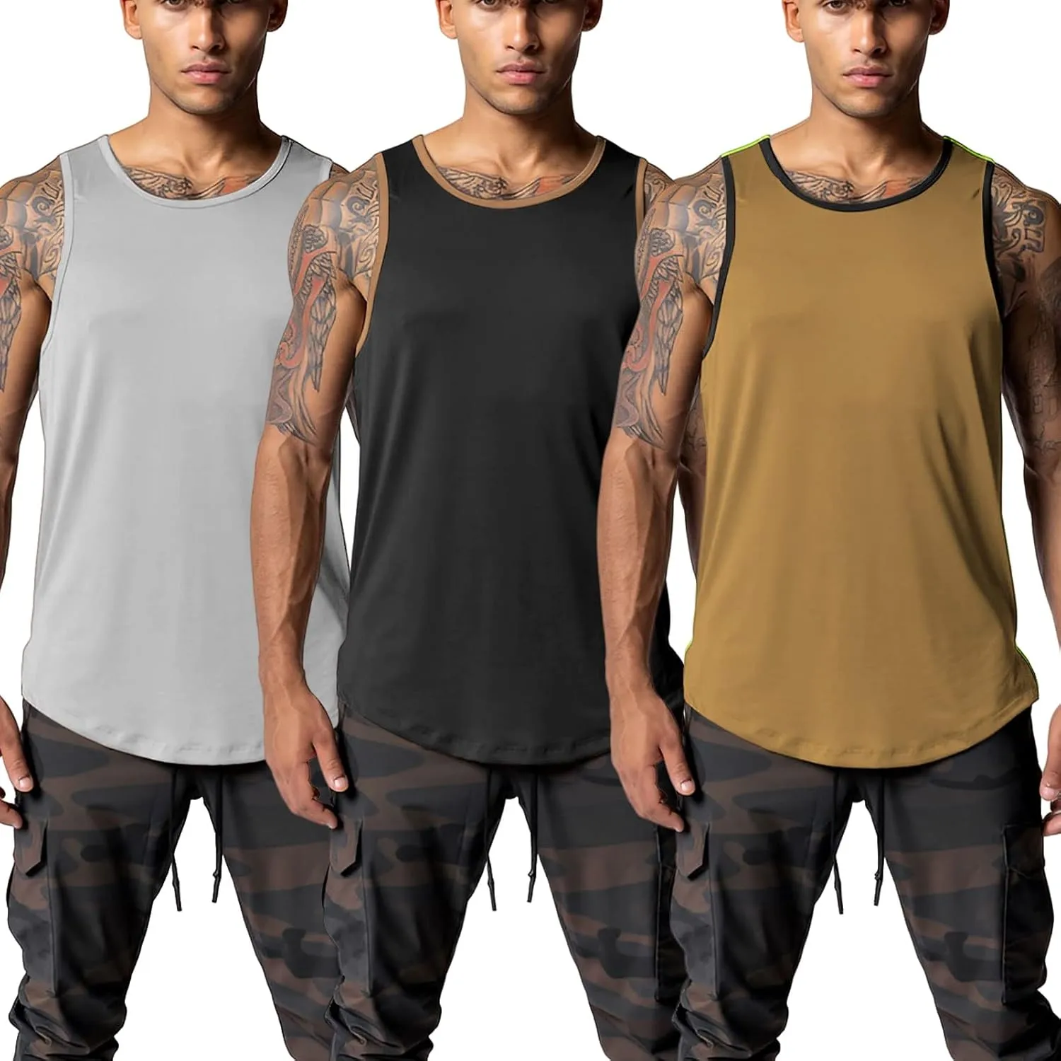 Men's Althletic Quick Dry Gym Muscle Lightweight Breathable Tank Top Workout Sleeveless Tee Bodybuilding Fitness