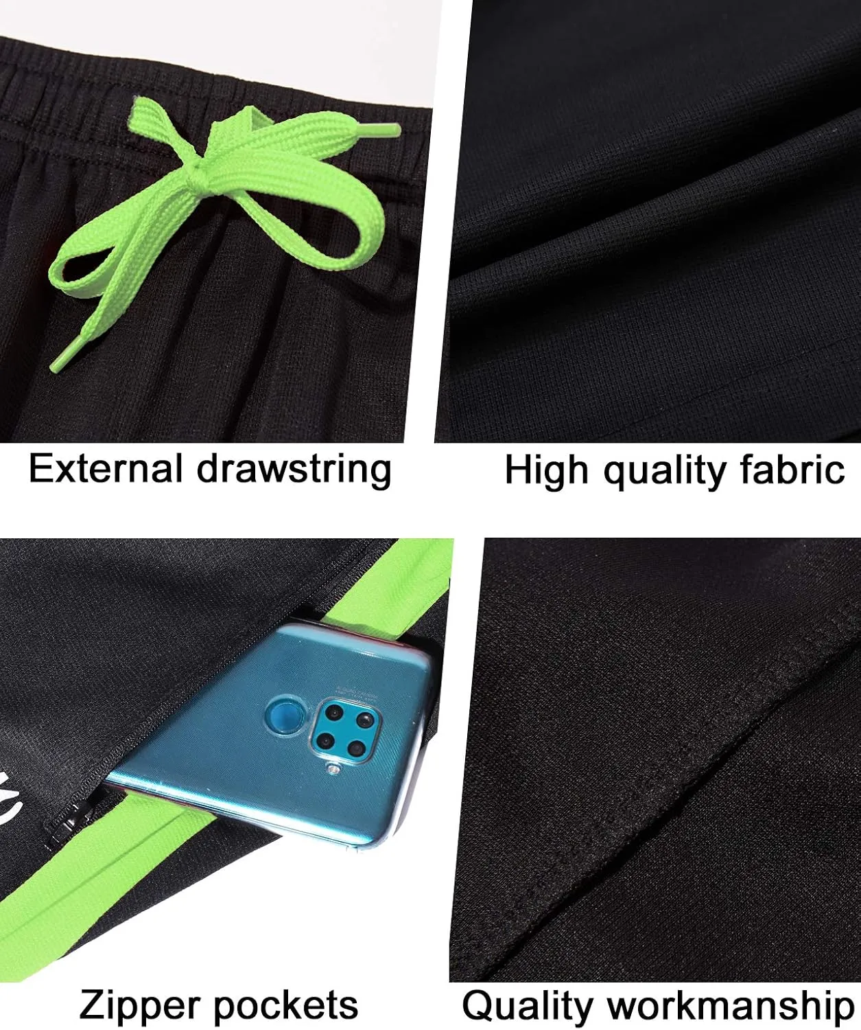 Men’s Athletic Pants with Zipper Pockets Open Bottom Lightweight Sweatpants, for Workout, Running, Gym, Training