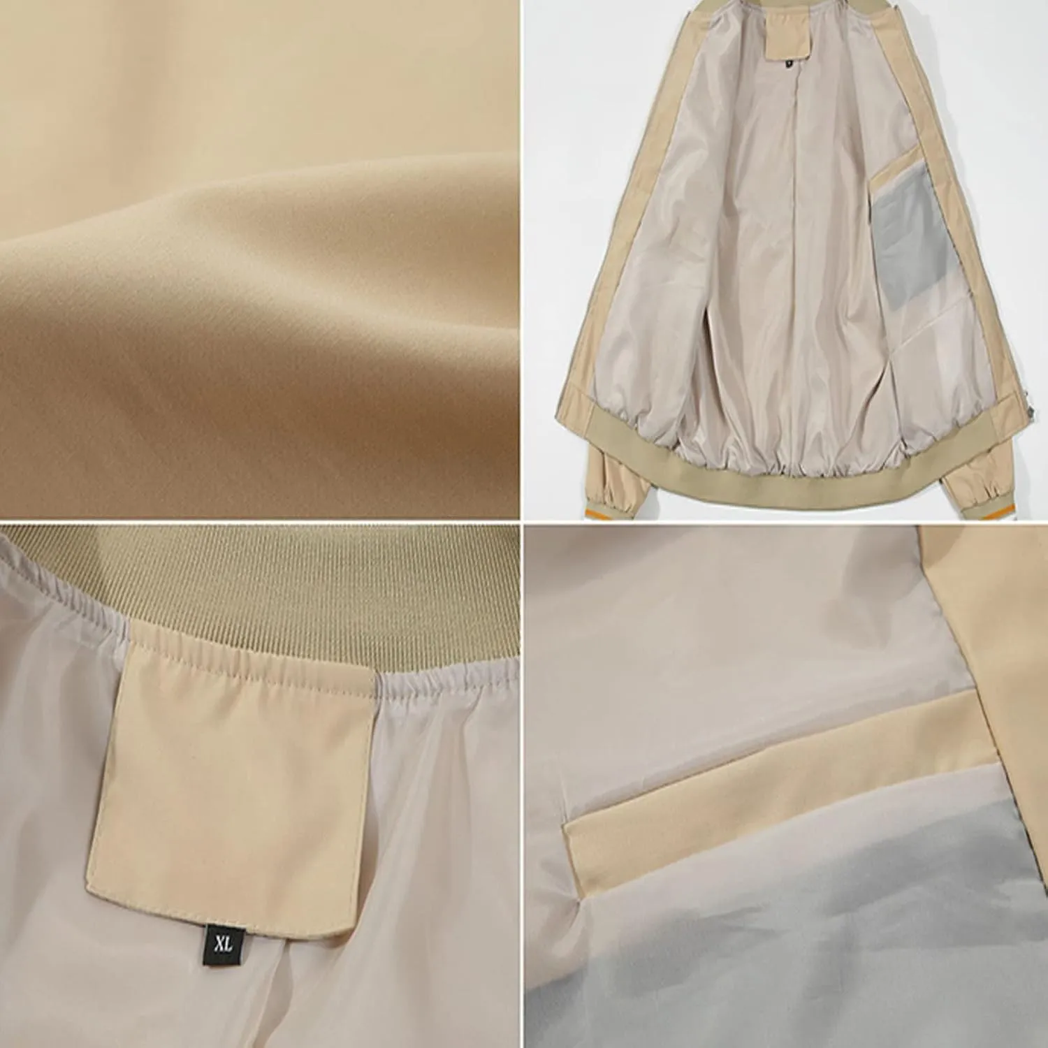 Men's Baseball Jackets for Mi.ts.ub.is.hi Zip Bomber Jacket Lightweight Shell Jacket Motorcycle Jacket Thin Coat-Khaki-3||3XL