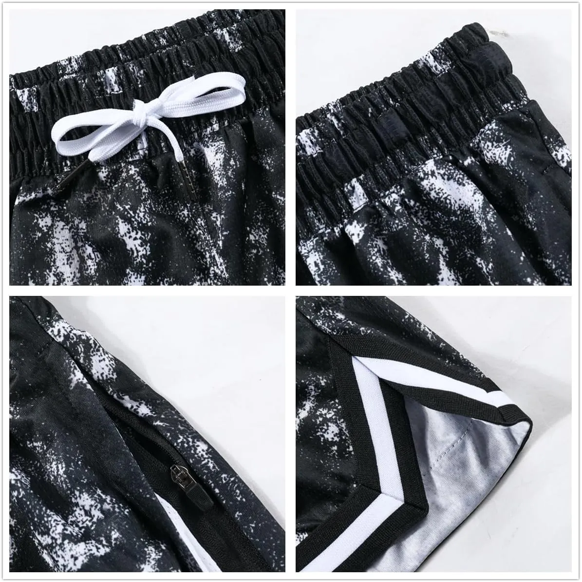 Mens Basketball Athletic Shorts with Zip Pockets Mesh Workout Active Performance Gym Shorts