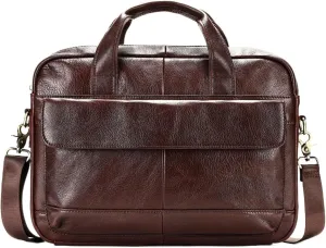 Men's Business Briefcase Leather Crossbody Commuting Laptop Bag Office Workplace